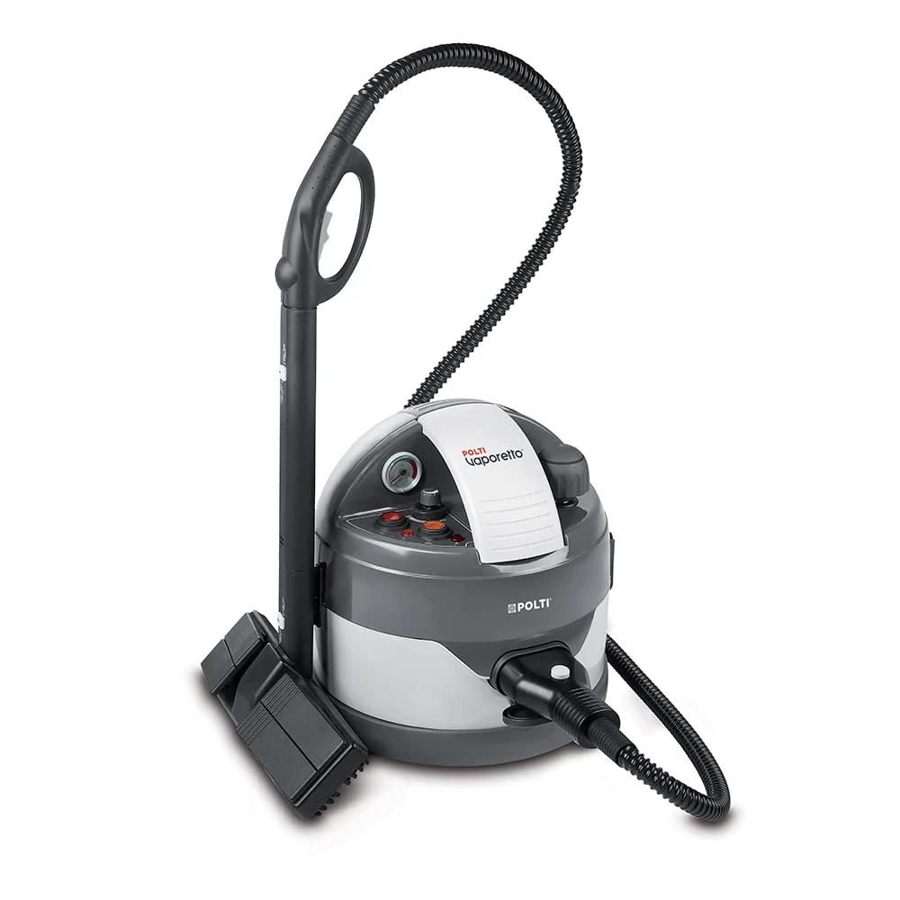 POLTI Vaporetto Eco Pro 3.0, Dampfreiniger mit Boiler und Sicherheitskappe, Boilerleistung max. 2000 W, 2-Liter-Tank, 9 Zubehörteile im Lieferumfang, Made in Italy, grau