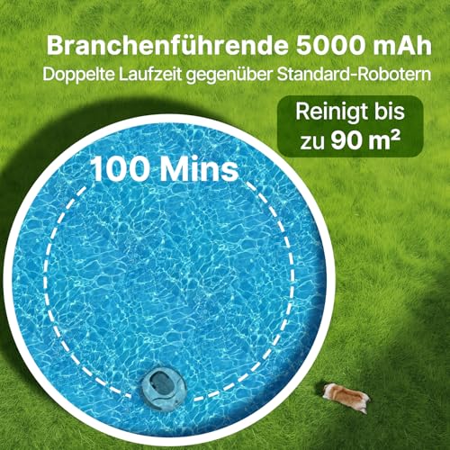 POOLPURE Akku Poolroboter 2026 – Kabelloser Poolsauger mit 100 Min Laufzeit, Automatischer Poolreiniger für Flache Aufstellbecken bis 90m², Dual Hall-Sensoren, 5000mAh, IPX8 - Image 6