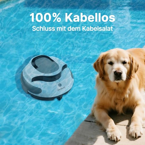 POOLPURE Akku Poolroboter 2026 – Kabelloser Poolsauger mit 100 Min Laufzeit, Automatischer Poolreiniger für Flache Aufstellbecken bis 90m², Dual Hall-Sensoren, 5000mAh, IPX8 - Image 7
