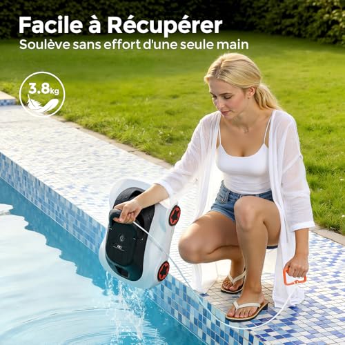 Poolroboter, Kabelloser Poolsauger Akku, Akku Poolroboter Kabellos, 180 Min Laufzeit, Starke Saugkraft, Intelligente Navigation, Ultrafeine Filtration, Auto-Parking, Poolsauger für Aufstellpool 200m² - Image 8
