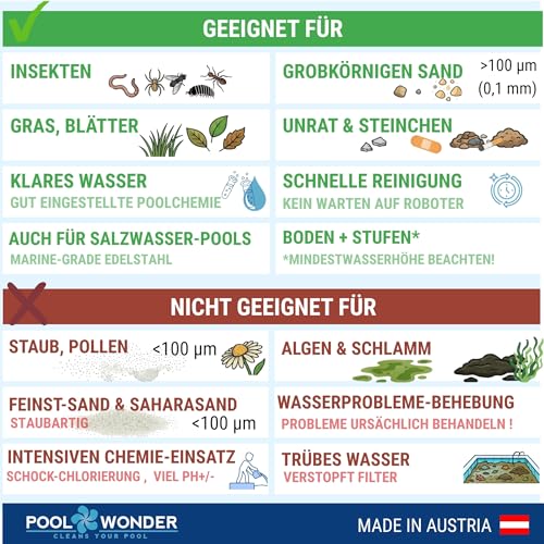 Poolwonder Cleverix Akku Poolsauger – Made in Austria, superleicht & handlich, kabelloser Unterwasser-Sauger zur Reinigung Kleiner Pools, Whirlpools & Aufstellbecken, einfachste Filterentleerung - Image 5