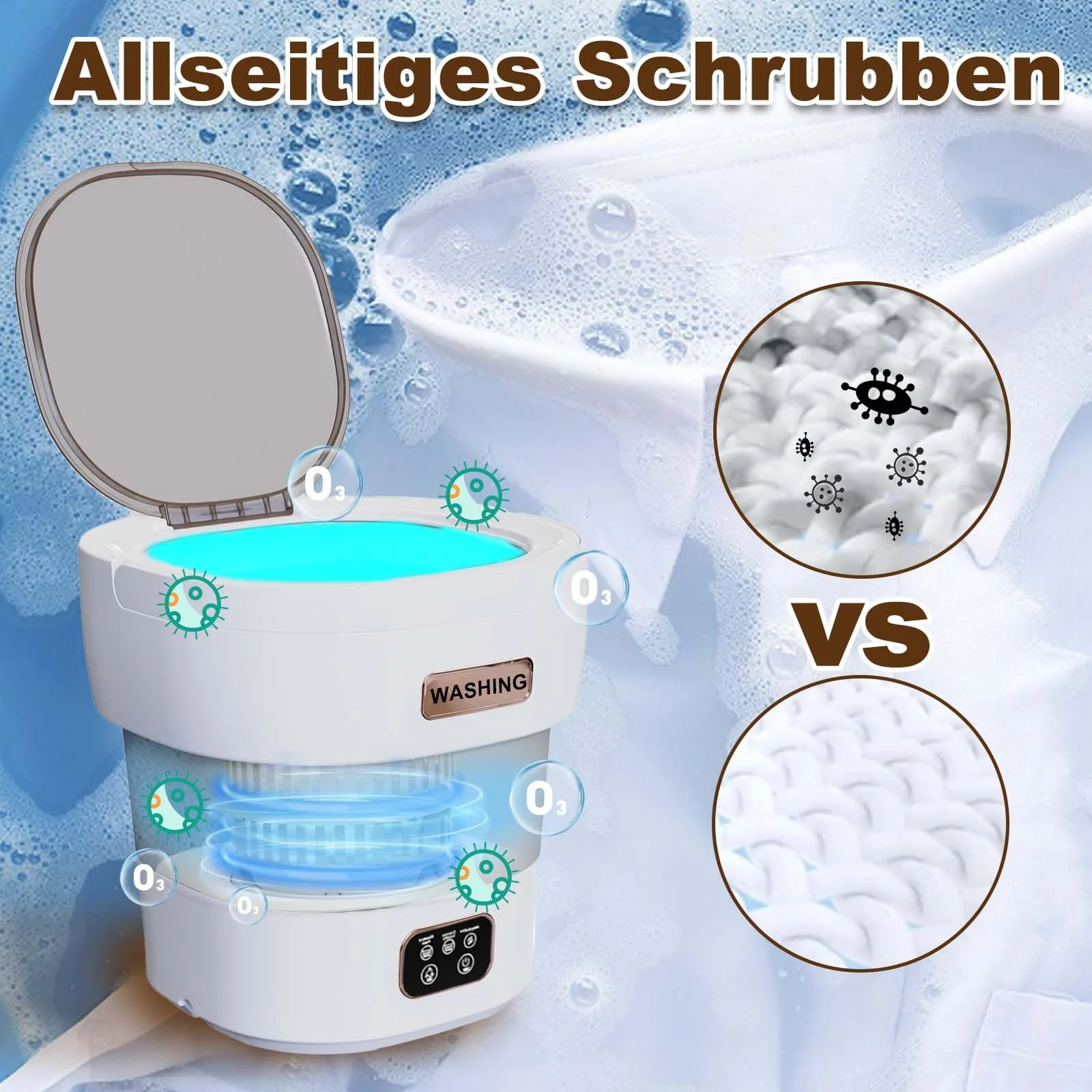 Portable Mini Waschmaschine Mit Schleuder - 16L Camping Waschmaschine Mini Washing Machine Faltbare, Tragbare Waschmaschine Camping Kleine Waschmaschine, Reise grau(Ultra-Reinigung) - Image 7