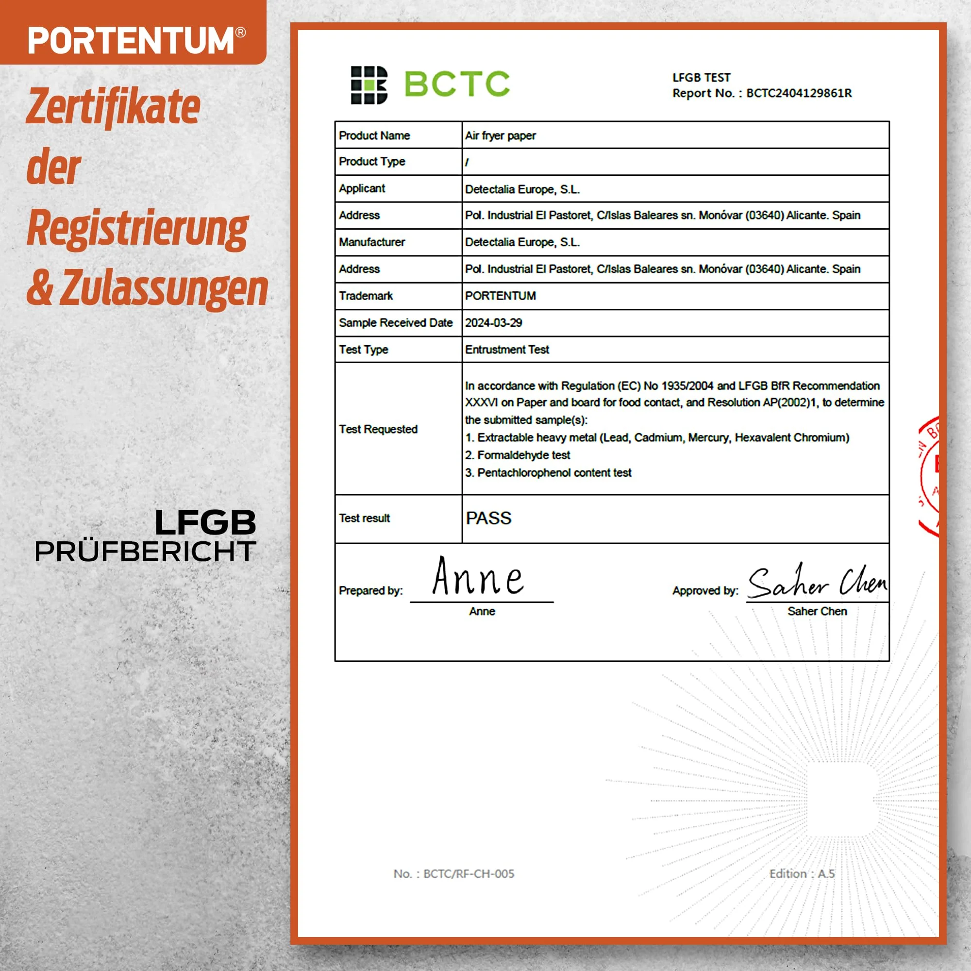 PORTENTUM Backpapier für Heißluftfritteuse 100 Stück, Einweg und ungebleicht. Geeignet für 3.5 bis 6 Liter. Lebensmittelechtes Backpapier, BPA-frei, FDA- und LFGB-zertifiziert - Image 9