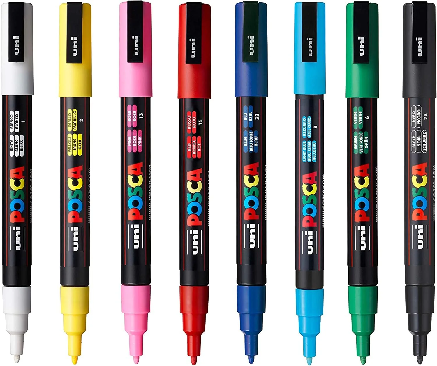 POSCA 186508 - POSCA Marker mit feiner Rundspitze, 8er Set, Grundfarben - Image 4