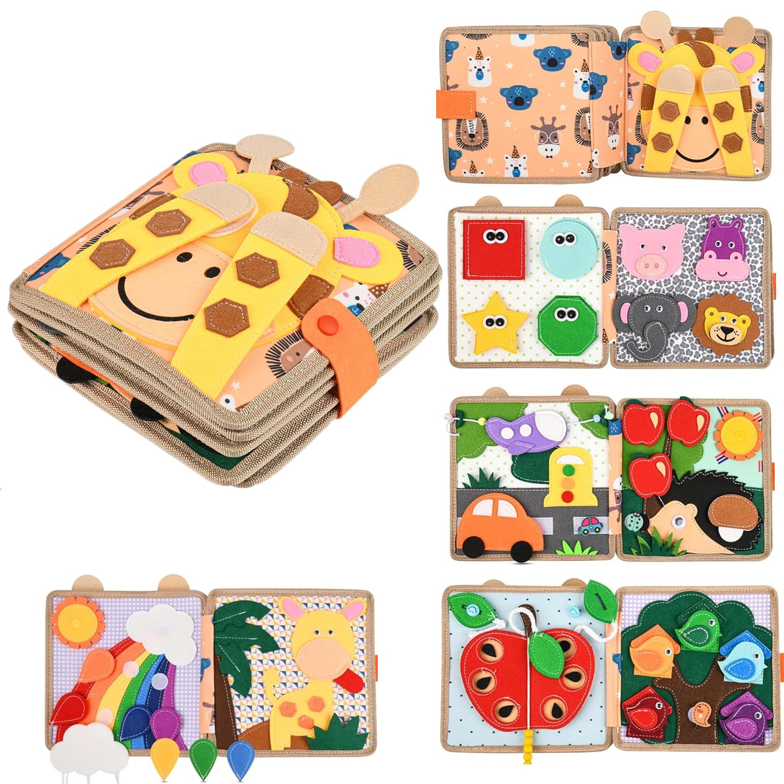 Poudya Quiet Book ab 1 Jahr, Montessori Stille Buch mit,Feinmotorik & Farben Lernen,Stilles Buch für Reisen & Zuhause,Geschenk Spielzeug ab 1 2 3 4 5 Jahre Mädchen Junge