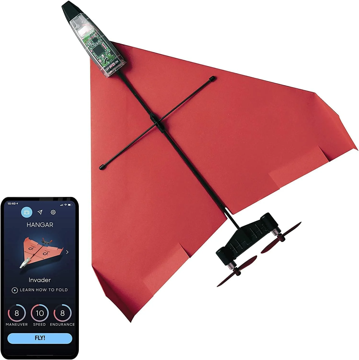 POWERUP 4.0. Smartphone gesteuertes Papierflugzeug Set der nächsten Generation. Einfache Handhabung durch Autopilot Funktion und integriertes Gyroskop. Für alle Hobbyflieger und begeisterten Piloten. - Image 8