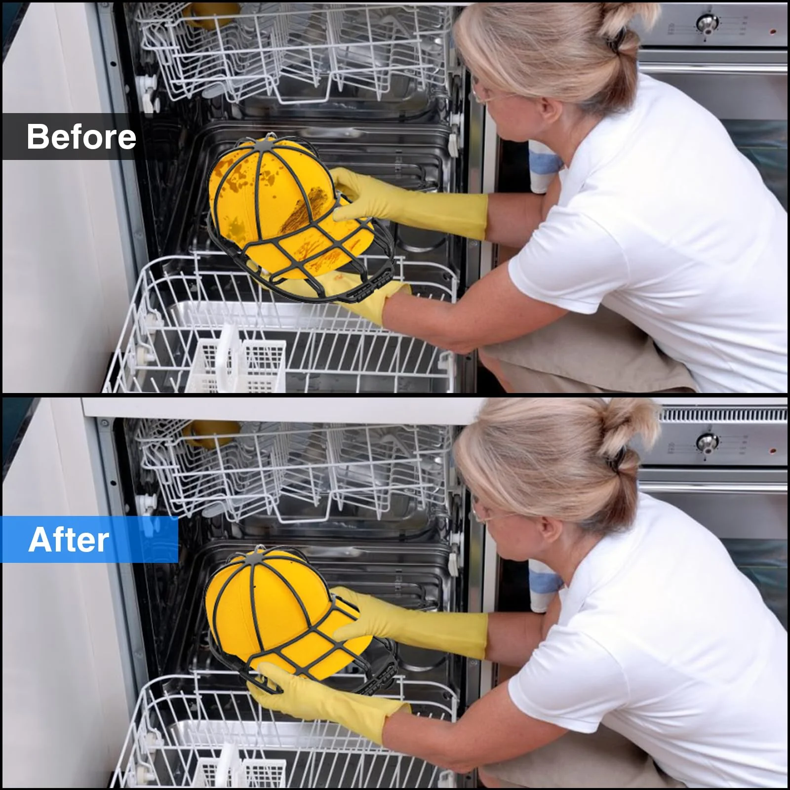 Powmag 2 Stück Cap Washer für Baseballmützen, Basecap kappen waschgestell, Mütze form Washer für Erwachsene und Kinder, Shaper für Waschmaschine oder Geschirrspüler(Schwarz)