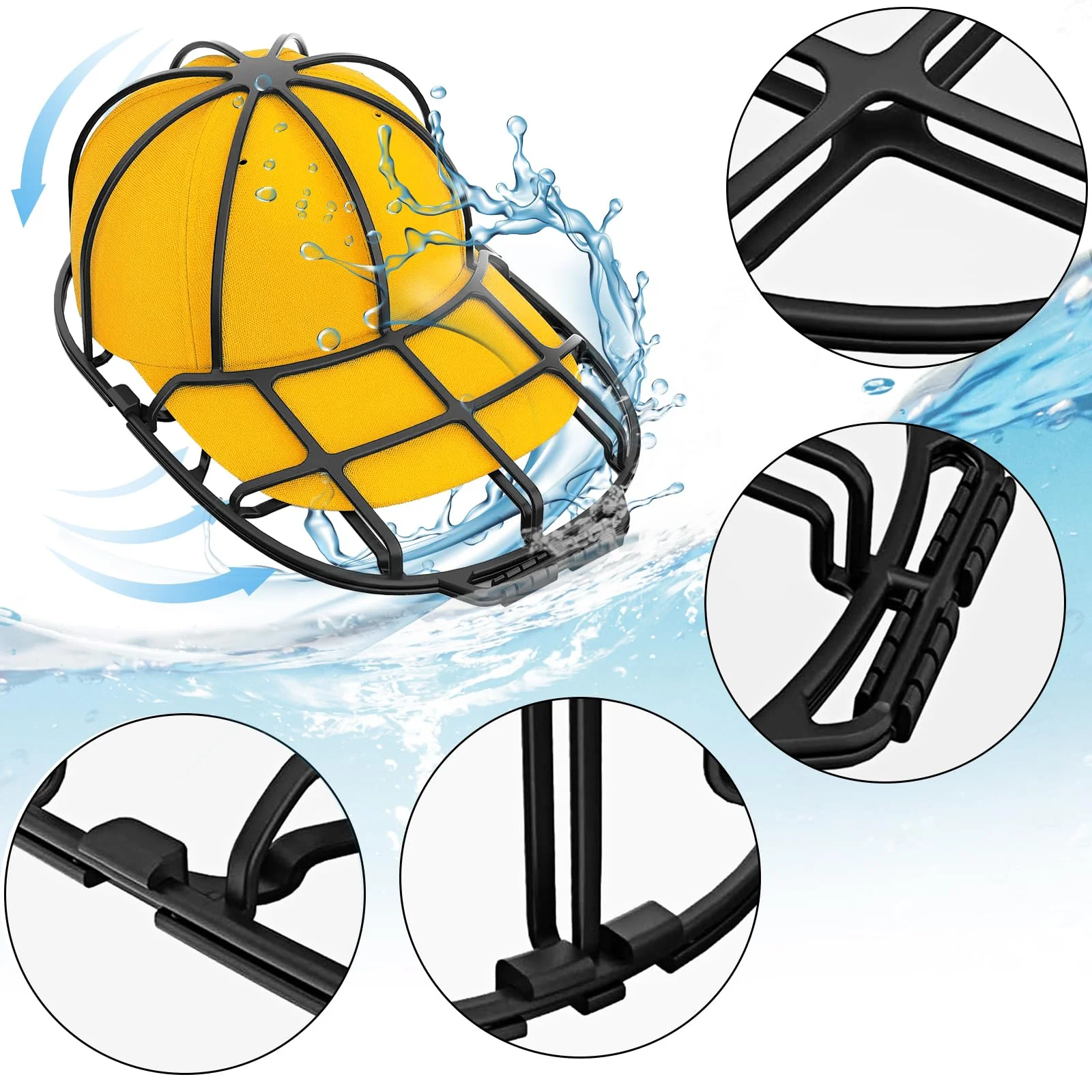 Powmag 2 Stück Cap Washer für Baseballmützen, Basecap kappen waschgestell, Mütze form Washer für Erwachsene und Kinder, Shaper für Waschmaschine oder Geschirrspüler(Schwarz) - Image 8