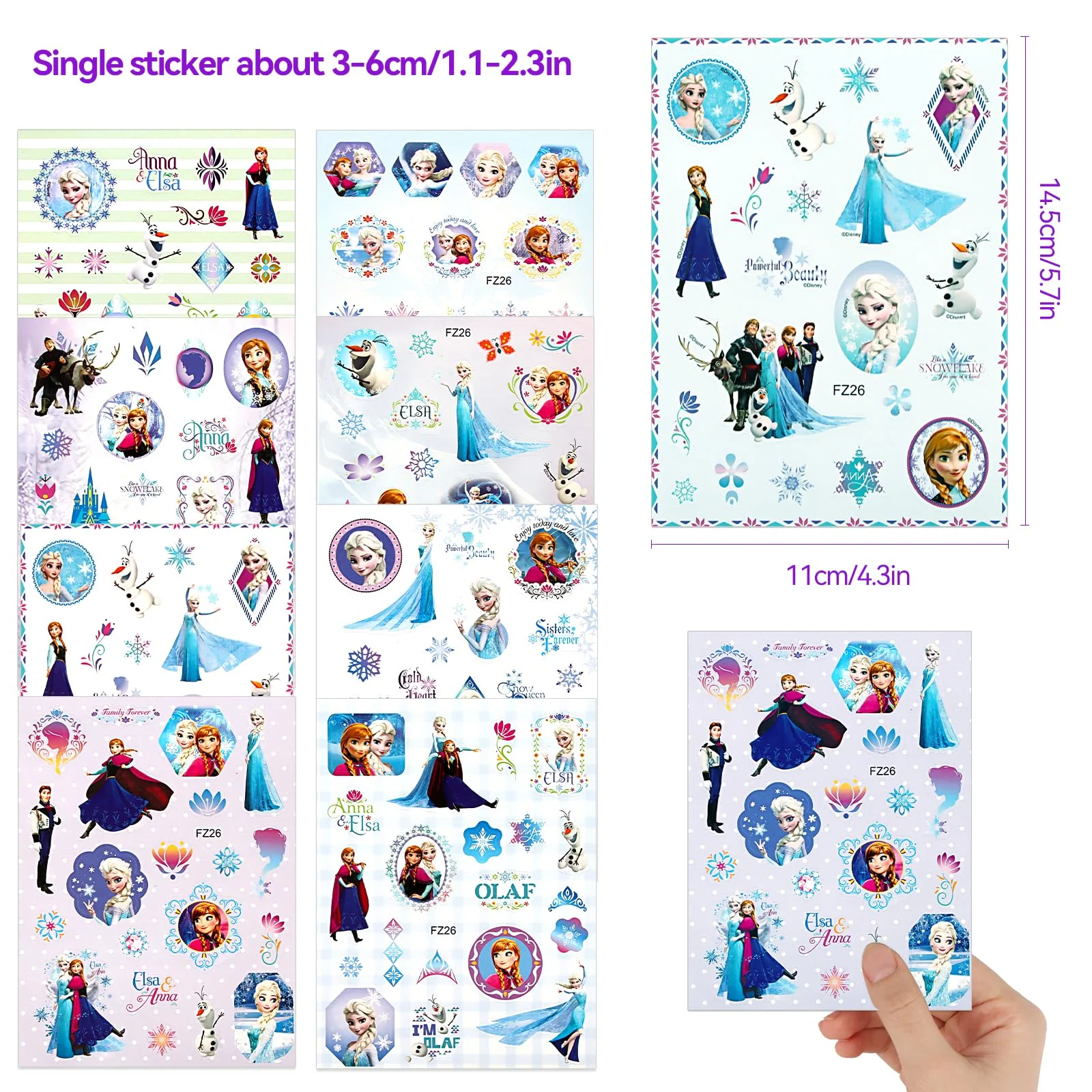 Powmag Kinder Aufkleber Mädchen - 8 Blätter Elsa Sticker, Eiskönigin, Wasserfester Vinyl für Laptop, Scrapbook, Skateboard - Image 8