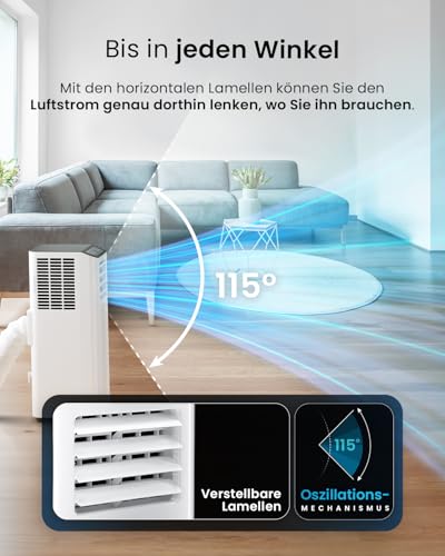Pro Breeze™ 4-in-1 Mobile Klimaanlage mit 9000 BTU - Luftkühler, Ventilator, Luftentfeuchter, Nachtmodus - Klimagerät mit Energieklasse A, Fensterabdichtung Set, Fernbedienung und 24h Timer - Image 4