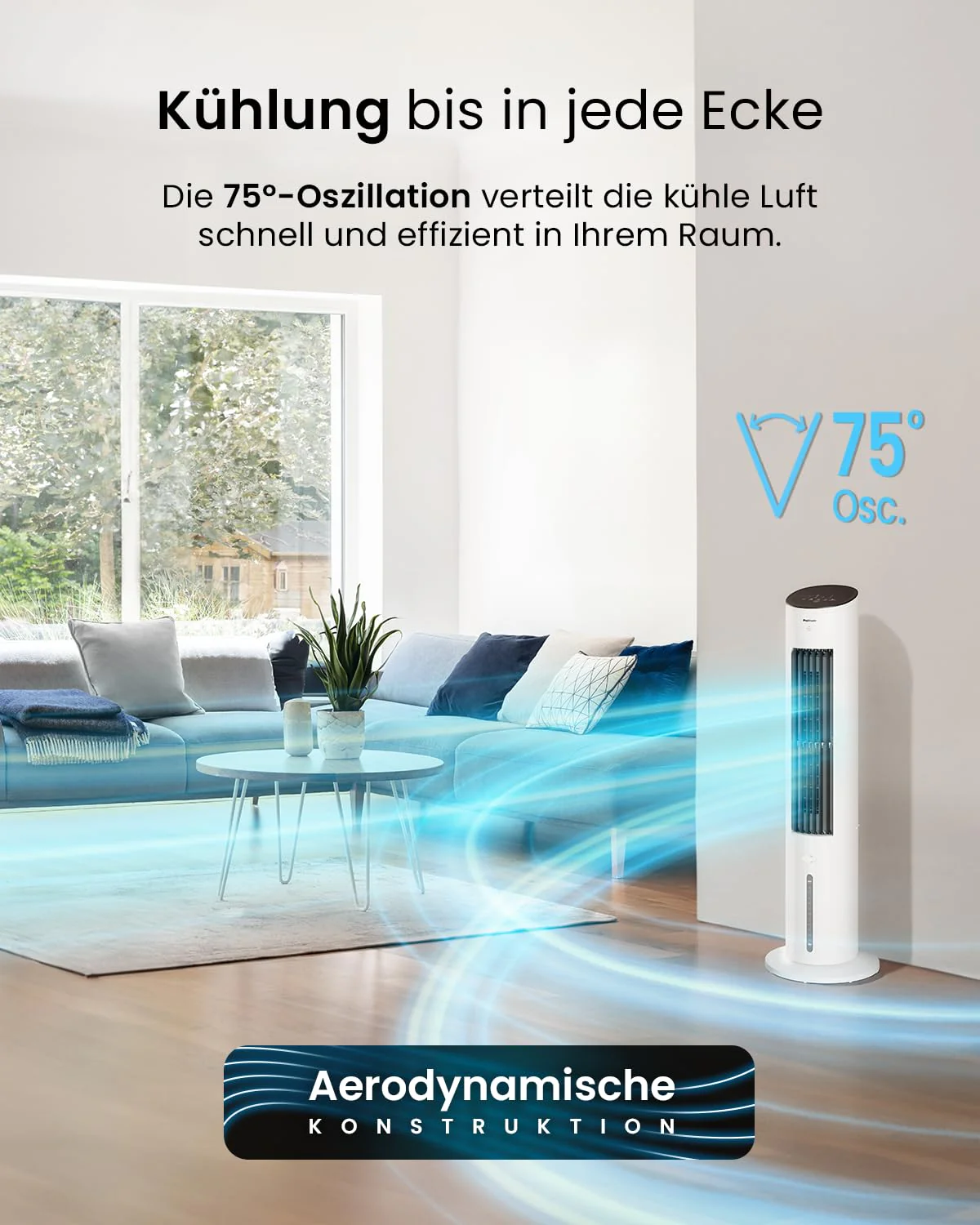 Pro Breeze OmniAir 7L Mobiler Luftkühler - Turmventilator mit Fernbedienung, 4 Gebläsestufen, 4 Modi, Auto 60° Oszillation, 10-Stunden-Timer - Klimagerät mobil ohne Abluftschlauch für Zuhause & Büro - Image 6