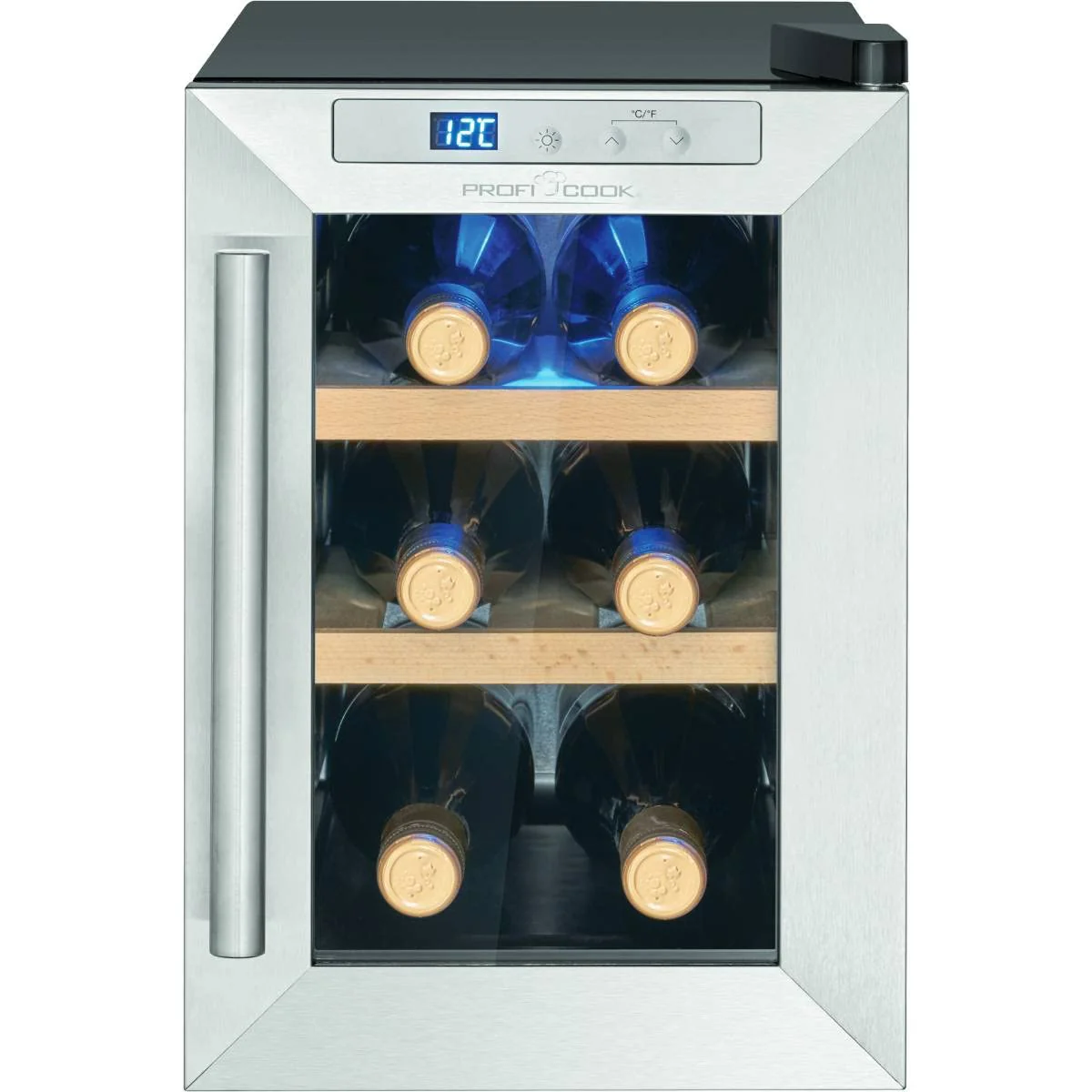 ProfiCook Weinkühlschrank | 6 Flaschen | Getränkekühlschrank | UV-beständige Glastür | Weinkühler | LED-Beleuchtung | 3 Lagerebenen - Davon 2 herausnehmbar | 11-18°C | PC-WK 1231 - Image 10