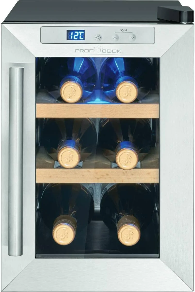 ProfiCook Weinkühlschrank | 6 Flaschen | Getränkekühlschrank | UV-beständige Glastür | Weinkühler | LED-Beleuchtung | 3 Lagerebenen - Davon 2 herausnehmbar | 11-18°C | PC-WK 1231 - Image 3