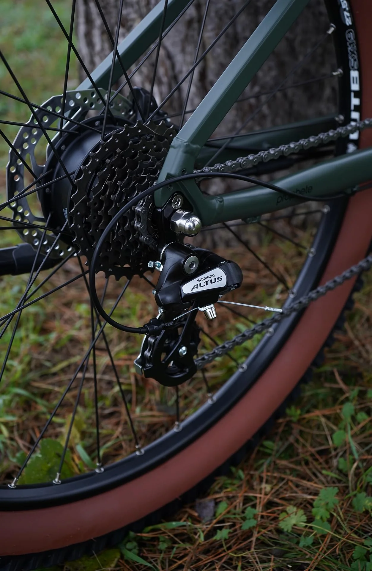 Prophete DICE 1.0 E-MTB 27,5" – Enovation Hinterradmotor 250W, 40Nm, Shimano Altus 8-Gang, 100 km Reichweite, Suntour XCT Federgabel, Hydraulische Scheibenbremse, Bronze Grün - Image 5