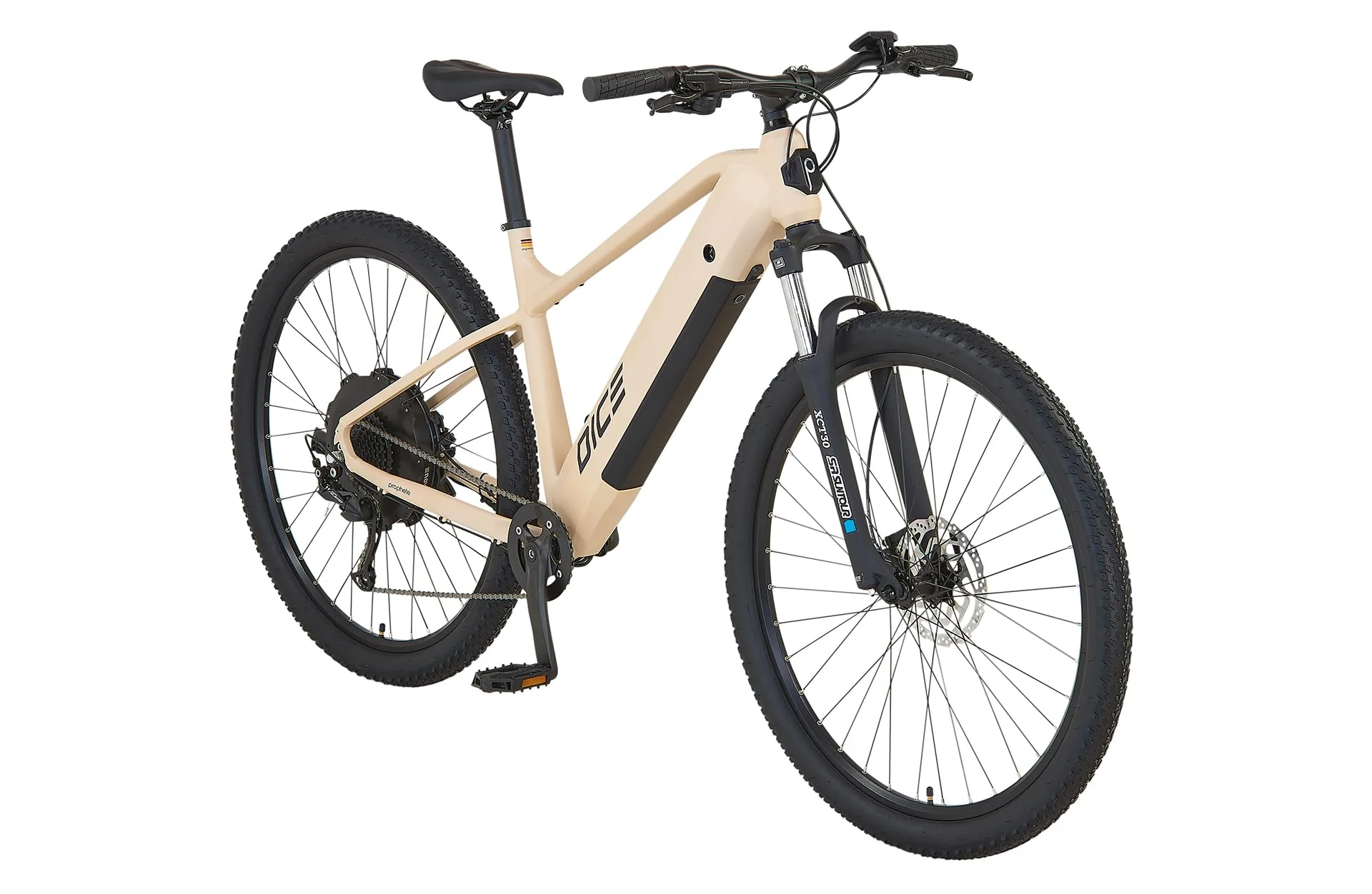 Prophete DICE 2.0 E-MTB 29" – Enovation Hinterradmotor 48V, 250W, 46Nm, 9-Gang Kettenschaltung, 130 km Reichweite, Suntour XCT Federgabel, Hydraulische Scheibenbremsen, Sandbeige