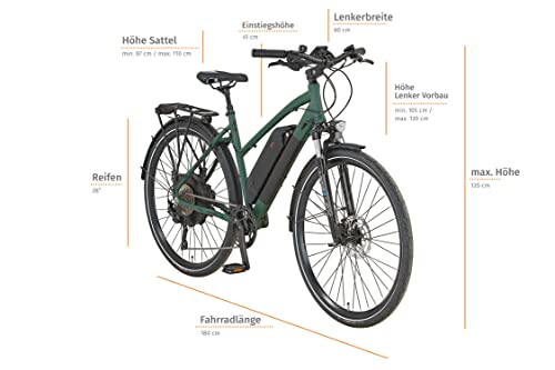 Prophete Entdecker E-Bike eT300 | Erwachsene Elektrofahrrad Damen/Herren/Unisex | Pedelec Trekking 28" mit Hinterradmotor | 10-Gang Kettenschaltung | Matt Grün / Olivgrün - Image 2