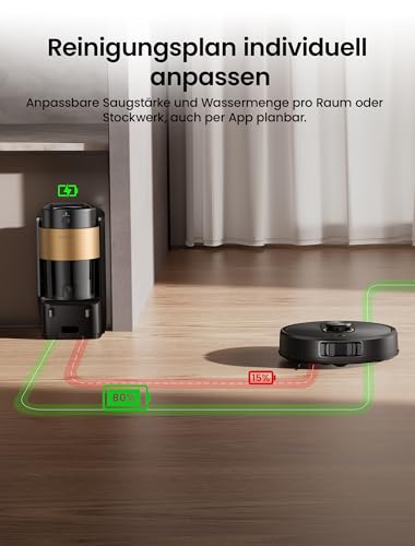 Proscenic Q20Plus Saugroboter mit Wischfunktion, 10000Pa 200min Staubsauger Roboter mit Beutellose Entleerungsstation, 3-in-1 Saug und Wischroboter für Tierhaare, Teppiche, Hartböden, Schwarz - Image 3