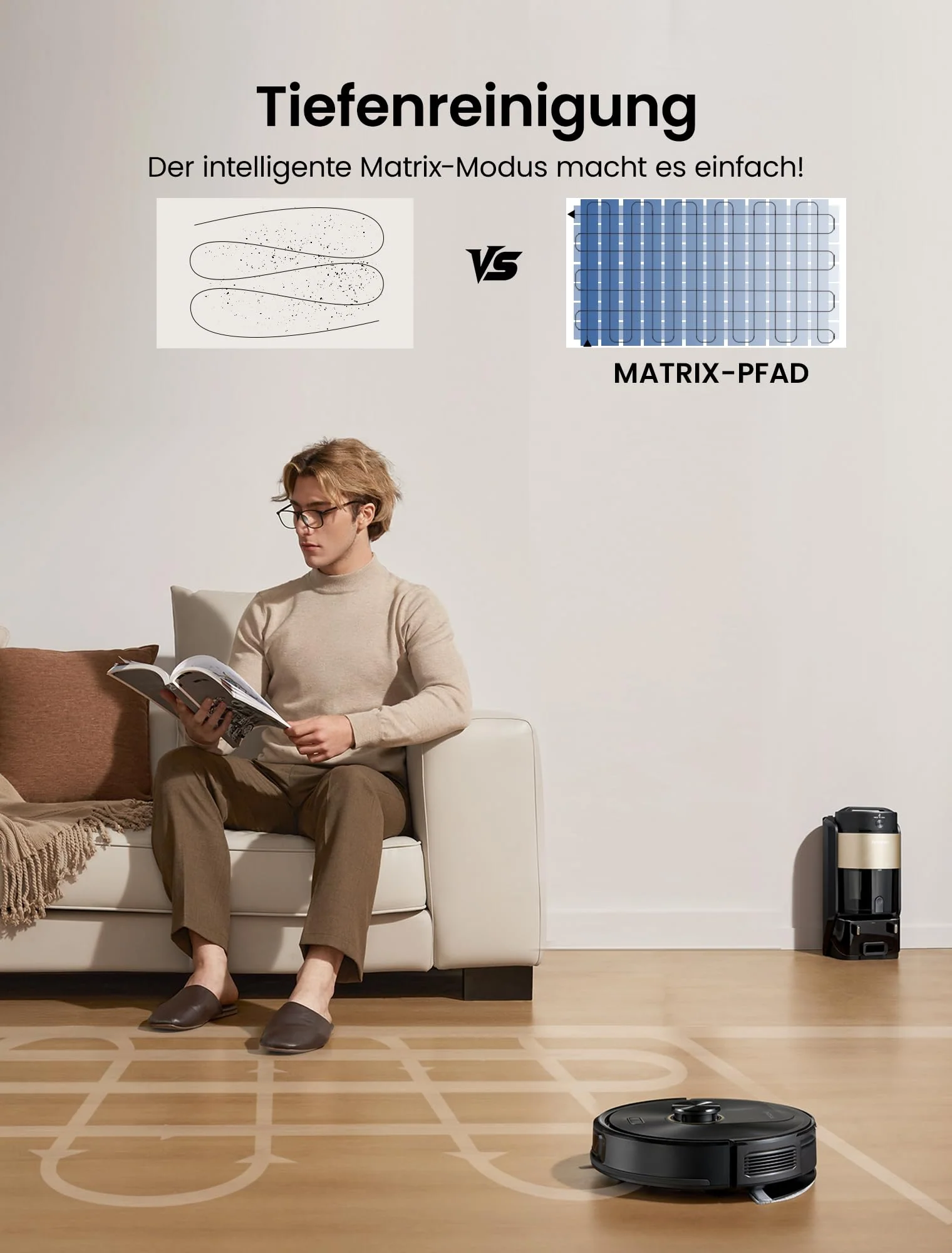 Proscenic Q20Plus Saugroboter mit Wischfunktion, 10000Pa 200min Staubsauger Roboter mit Beutellose Entleerungsstation, 3-in-1 Saug und Wischroboter für Tierhaare, Teppiche, Hartböden, Schwarz - Image 4