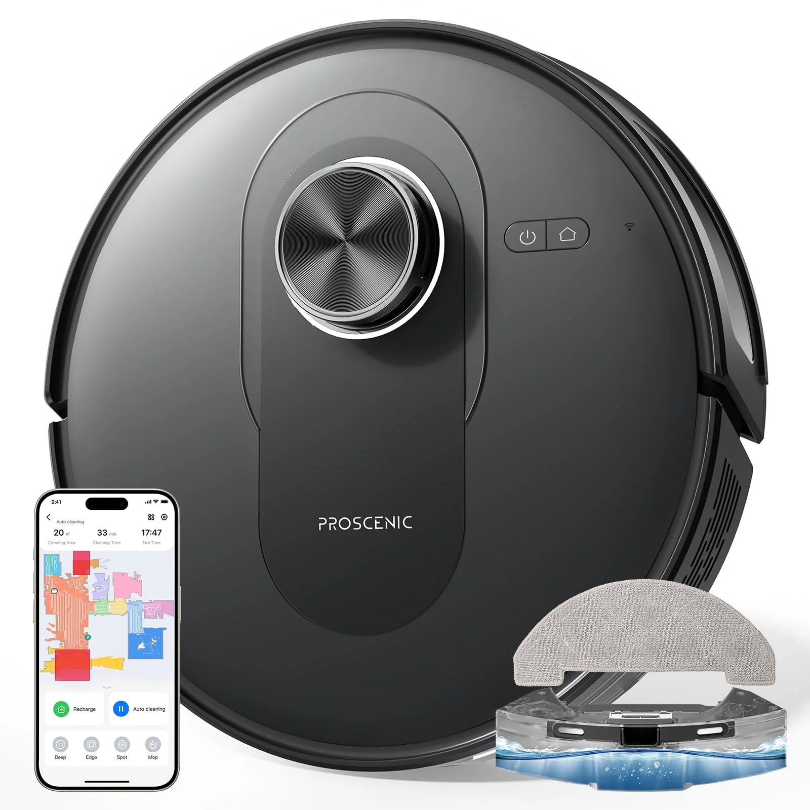 Proscenic Q8 Saugroboter mit Wischfunktion 5000Pa 200min Staubsauger Roboter Leistungsstark Laser Navigation mit 5 Karten, Steuerung über APP Alexa Siri IFTTT Google, für Böden Teppiche Tierhaare - Image 7