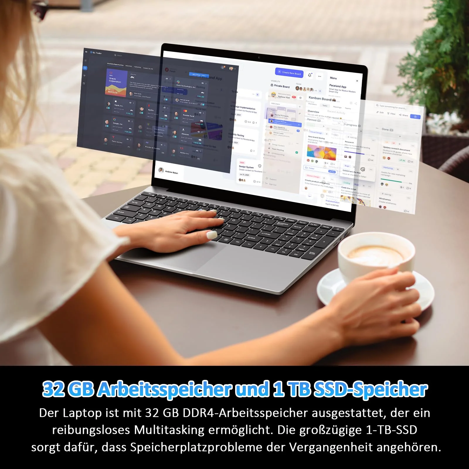 Pryloxen Laptop 15.6 Zoll, 32GB DDR4 1TB NVMe SSD, Quad-Core N150 (bis zu 3,60 GHz), with Fingerprint Unlock Notebook, Cooling Fan, Webcam, Dual Speakers, Mini HDMI, Student/Business Laptop - Image 3