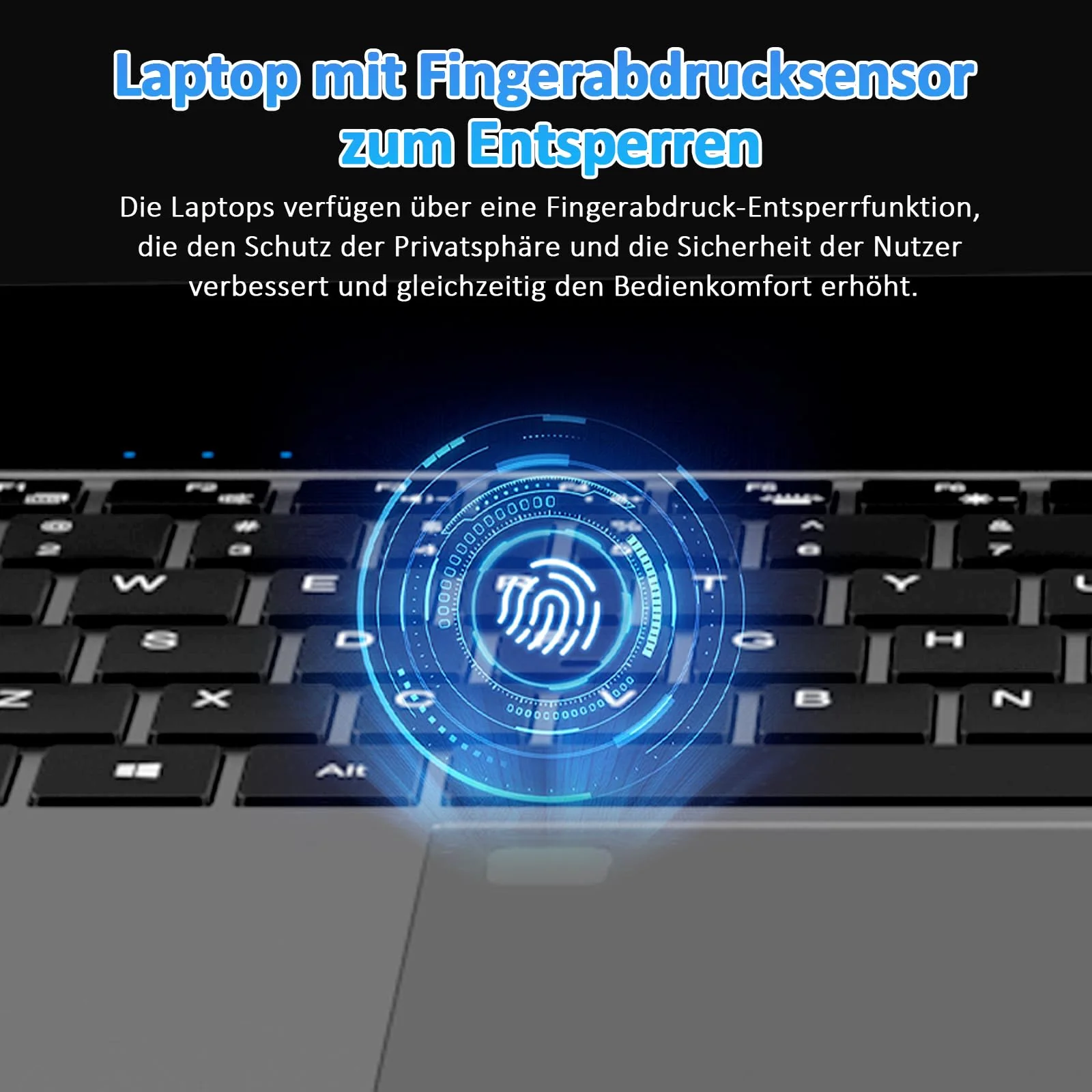Pryloxen Laptop 15.6 Zoll, 32GB DDR4 1TB NVMe SSD, Quad-Core N150 (bis zu 3,60 GHz), with Fingerprint Unlock Notebook, Cooling Fan, Webcam, Dual Speakers, Mini HDMI, Student/Business Laptop - Image 5