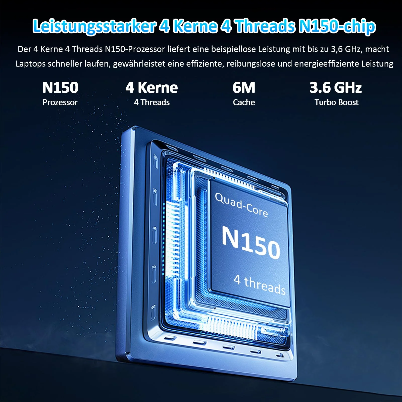 Pryloxen Laptop 15.6 Zoll, 32GB DDR4 1TB NVMe SSD, Quad-Core N150 (bis zu 3,60 GHz), with Fingerprint Unlock Notebook, Cooling Fan, Webcam, Dual Speakers, Mini HDMI, Student/Business Laptop - Image 6