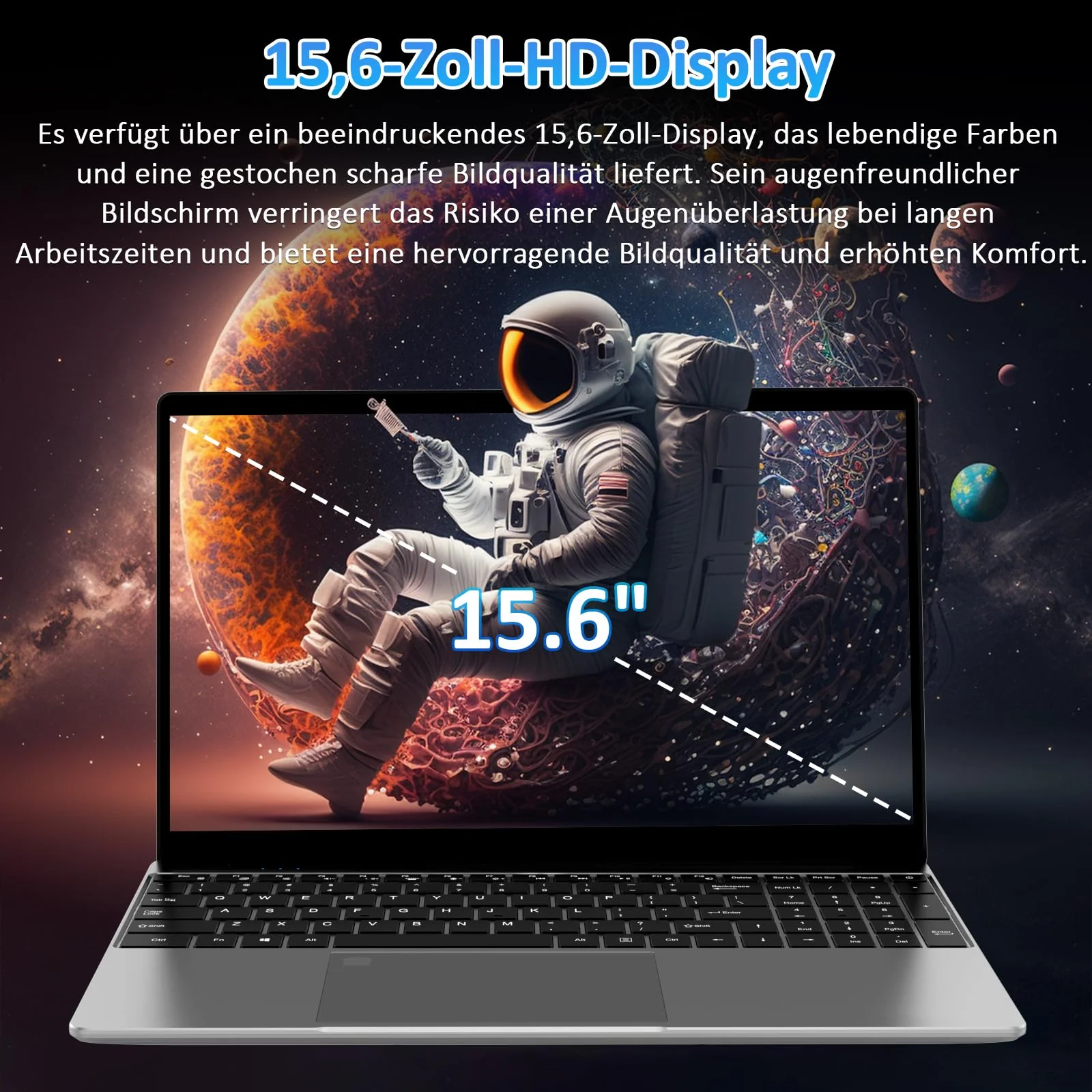 Pryloxen Laptop 15.6 Zoll, 32GB DDR4 1TB NVMe SSD, Quad-Core N150 (bis zu 3,60 GHz), with Fingerprint Unlock Notebook, Cooling Fan, Webcam, Dual Speakers, Mini HDMI, Student/Business Laptop - Image 7