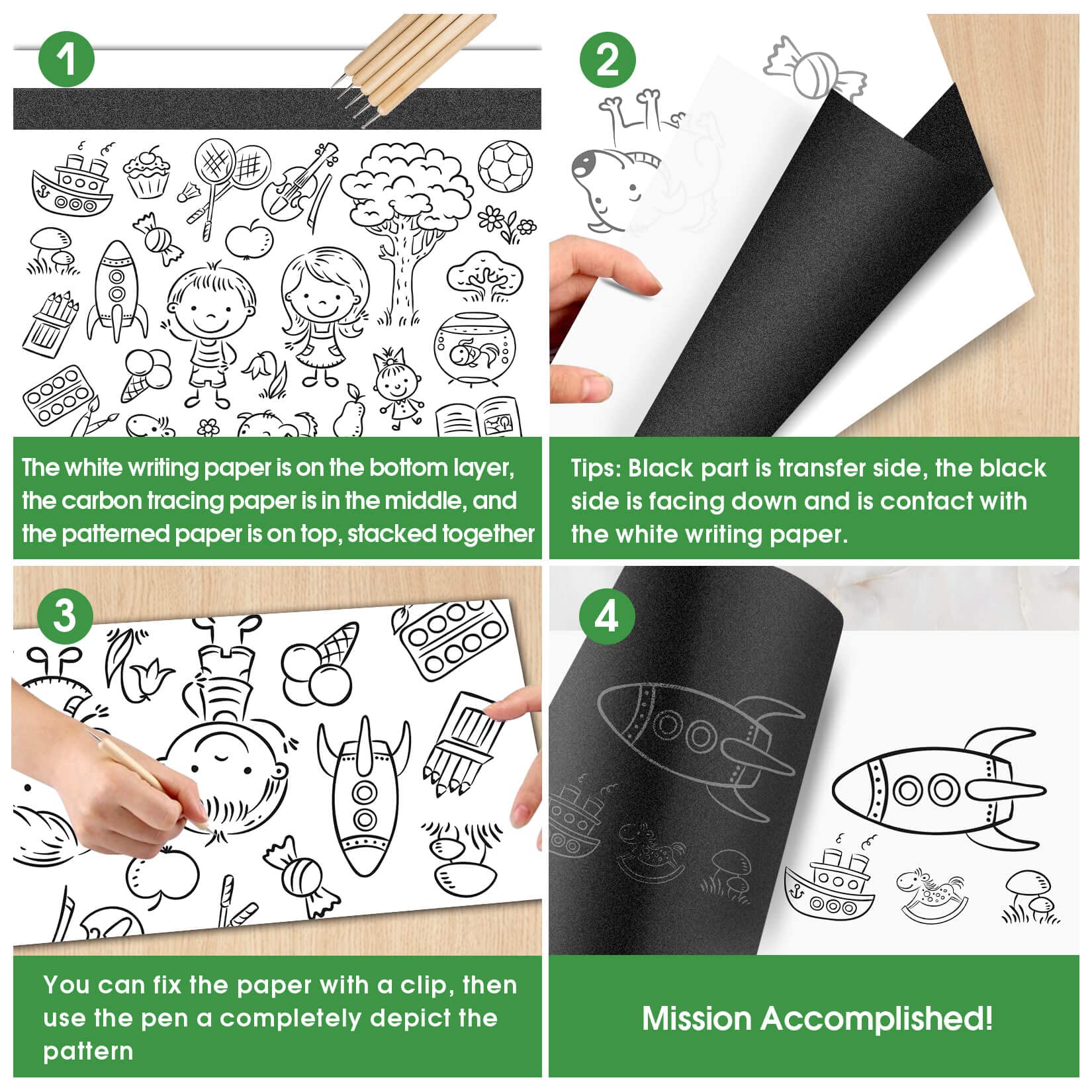 PSLER Kohlepapier zum Nachzeichnen von Graphit-Transferpapieren ¨C 30 St¨¹ck, schwarzes Graphitpapier zum Nachzeichnen von Zeichnungen auf Holzprojekten, Leinwand, Stoff, K¨¹nstlerA4, 21 x 30 cm - Image 5