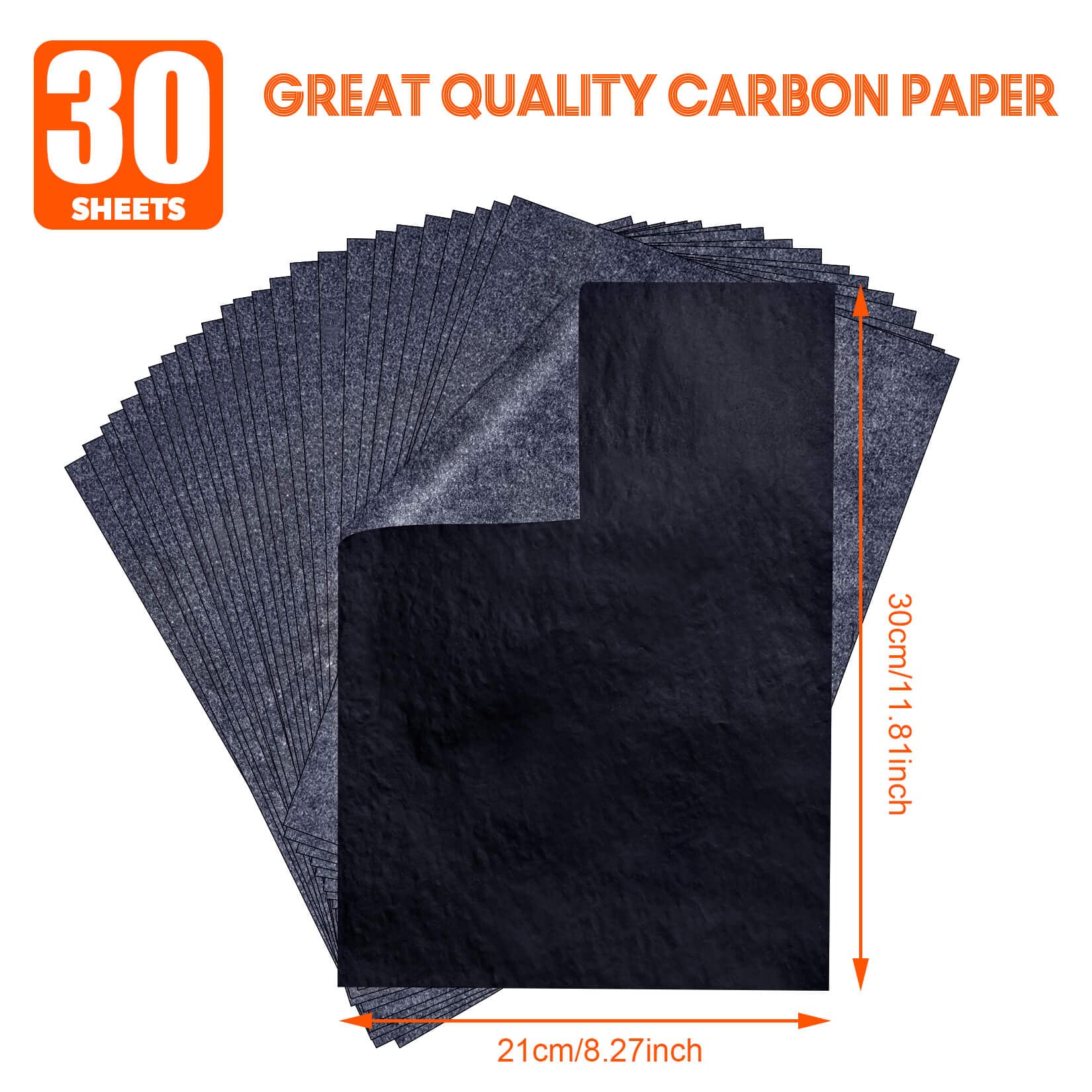 PSLER Kohlepapier zum Nachzeichnen von Graphit-Transferpapieren ¨C 30 St¨¹ck, schwarzes Graphitpapier zum Nachzeichnen von Zeichnungen auf Holzprojekten, Leinwand, Stoff, K¨¹nstlerA4, 21 x 30 cm - Image 7