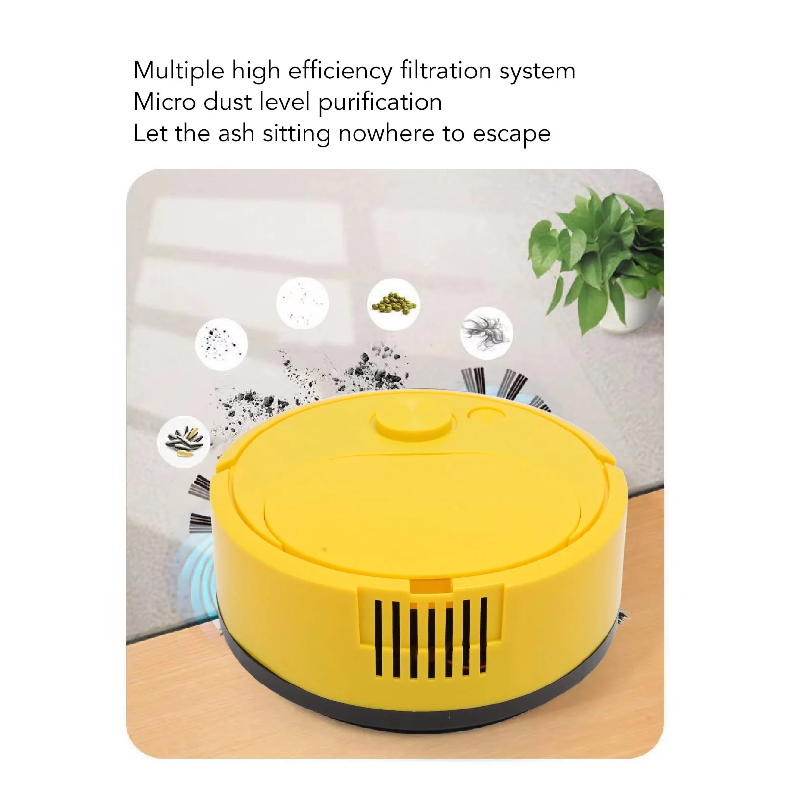 Pssopp Smart Sweeper Robot Staubsauger Mini Smart Sweeping Robot Automatische Kehrmaschine mit USB Aufladung für Steinböden Keramikfliesen Weiche Decken Marmorböden (Gelb) - Image 8