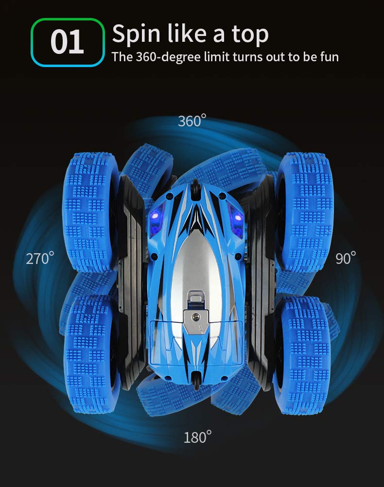 Pup Go 360° Spins Flips RC Stunt Car - Doppelseitiges 4WD Hochgeschwindigkeits 2.4GHz Fernbedienungs Rennwagenspielzeug für Kinder, 360-Grad Rollrotation mit LED Lichtern, Geschenk Jungen ab 3 Jahren - Image 6