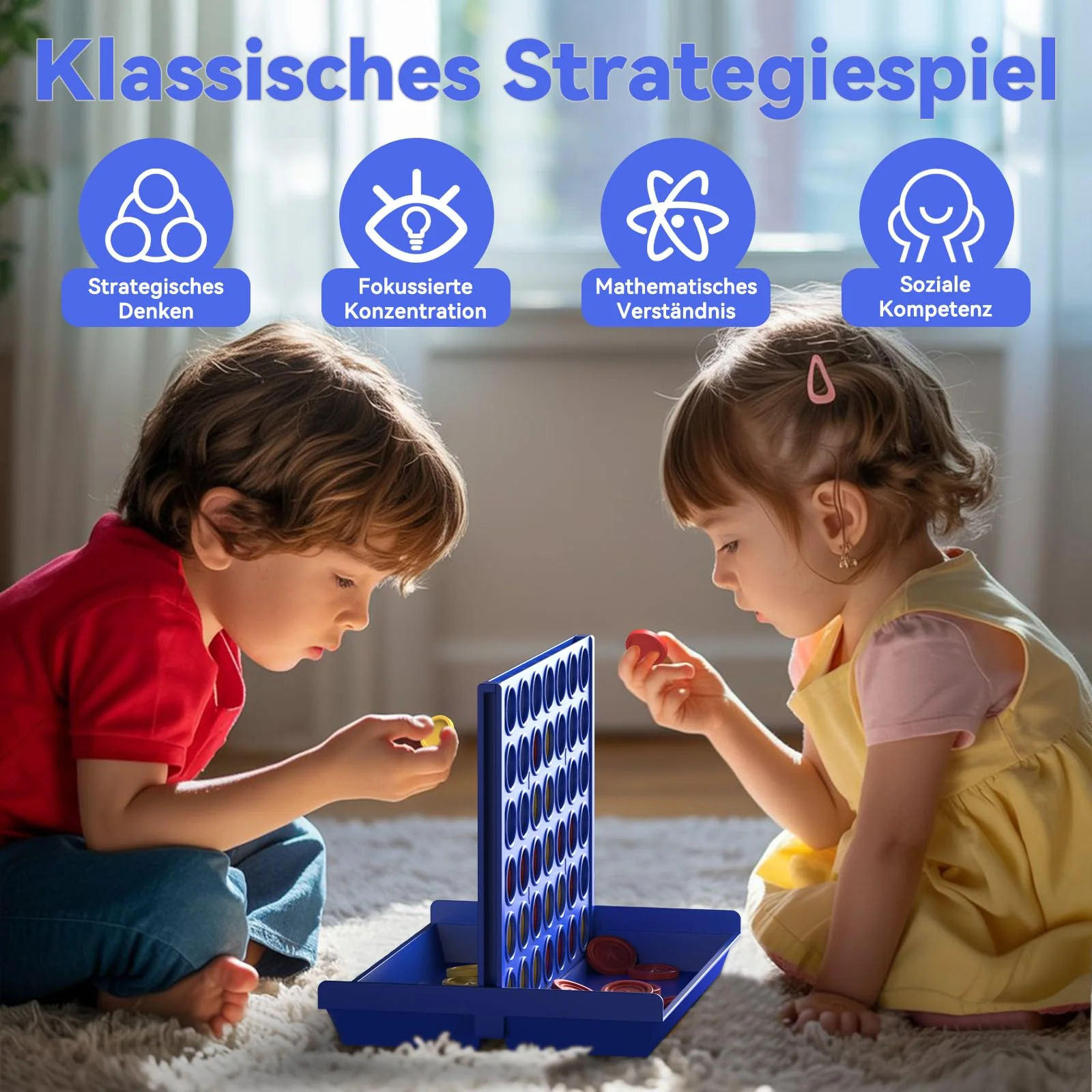 Pup Go Standard-Größe 4 in Einer Reihe Brettspiele für Kinder ab 3+ Jahren, Mädchen Jungen, Pädagogisches Strategiespiel Spielzeug, Kinderspiele für 2 Spieler 6 Ersatzchips - Image 4