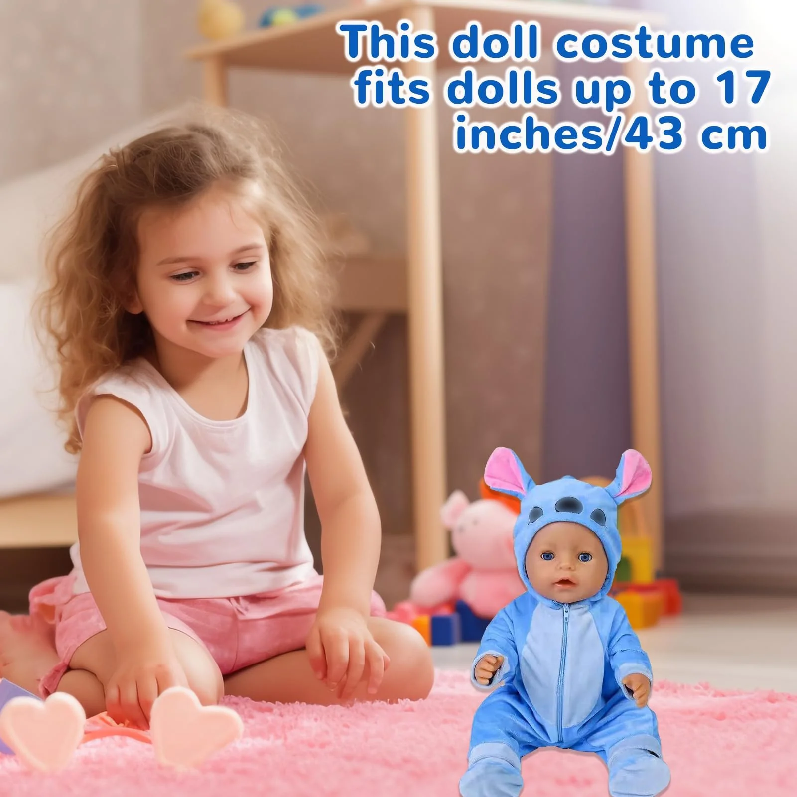 Puppenkleidung für Baby Puppen, Blau Puppenkleidung, Kleidung Outfits für Baby Puppen, Puppe zubehör für 43cm Baby Puppe, Enthält Overall, Socken und Kleiderbügel, Geschenke für Mädchen Jungen - Image 3