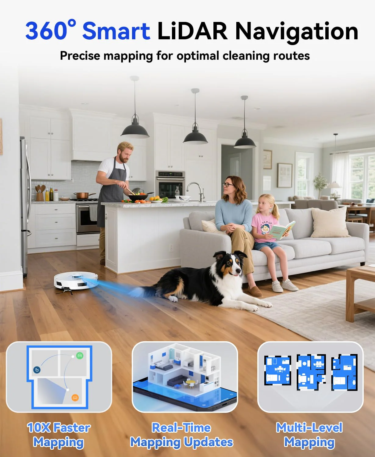 PuraLuce R11 Saugroboter mit Wischfunktion mit Kartenmapping, 20000Pa, Selbstentleerungsstation 90 Tage, Autoladender Staubsauger Roboter für Teppiche/Böden/Tierhaare (White R11 1) - Image 8
