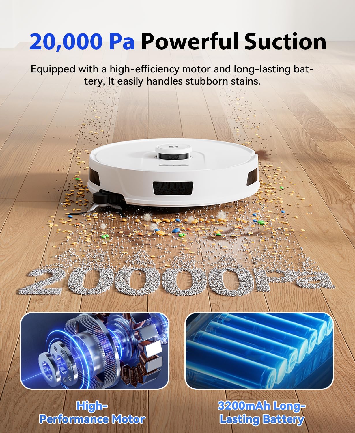 PuraLuce R11 Saugroboter mit Wischfunktion mit Kartenmapping, 20000Pa, Selbstentleerungsstation 90 Tage, Autoladender Staubsauger Roboter für Teppiche/Böden/Tierhaare (White R11 1) - Image 9