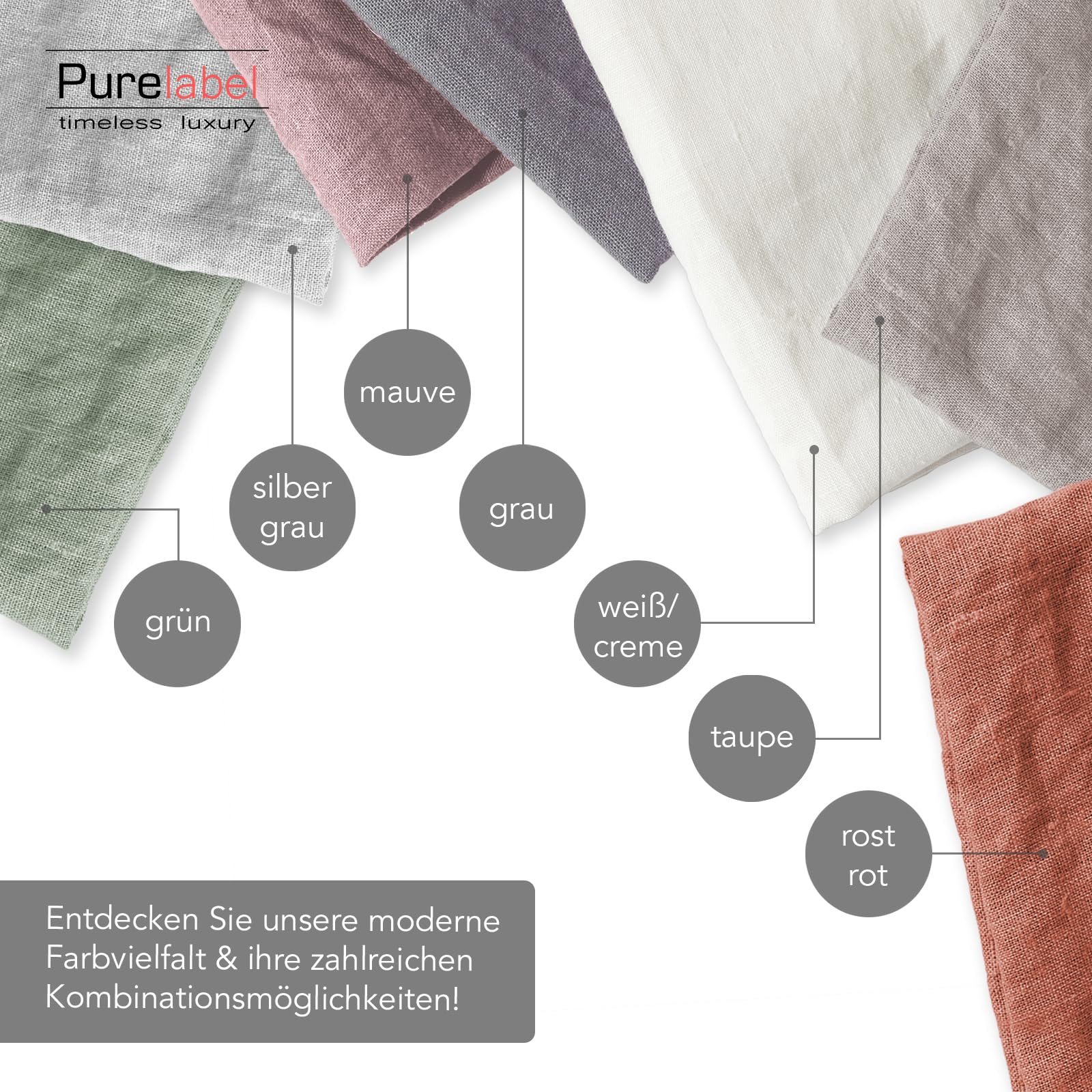 Pure Label Halbleinen Bettwäsche 155x220 cm mit Kissenbezug 80x80 cm in Taupe - Bügelfreie Bettwäsche Sets 155 x 220 aus belgischem Leinen und feinster Baumwolle - Image 8