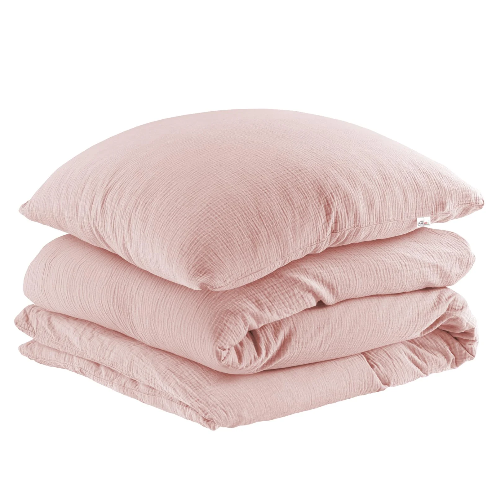 Pure Label Musselin Bettwäsche 135x200 cm mit einem Kissenbezug 80x80 cm aus 100% Baumwolle - Traumhaft weiche, kuschelige Bettwäsche-Sets in rosa aus Musselin - Image 7