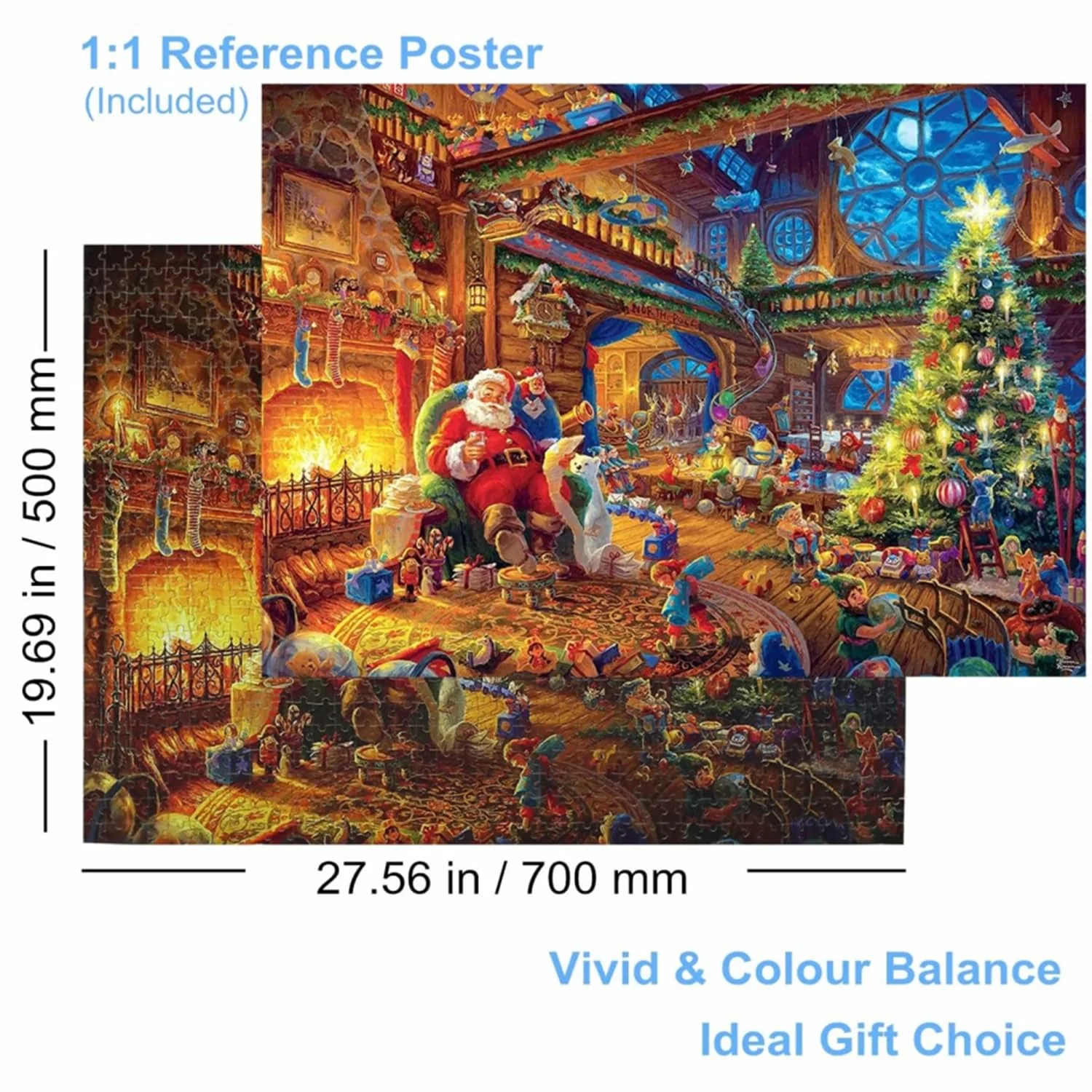 Puzzle 1000 Teile Erwachsene Weihnachtsmann 70 x 50 cm Puzzle für Erwachsene Klassische Puzzles Weihnachten 1000 Teile Weihnachtspuzzle - Image 4