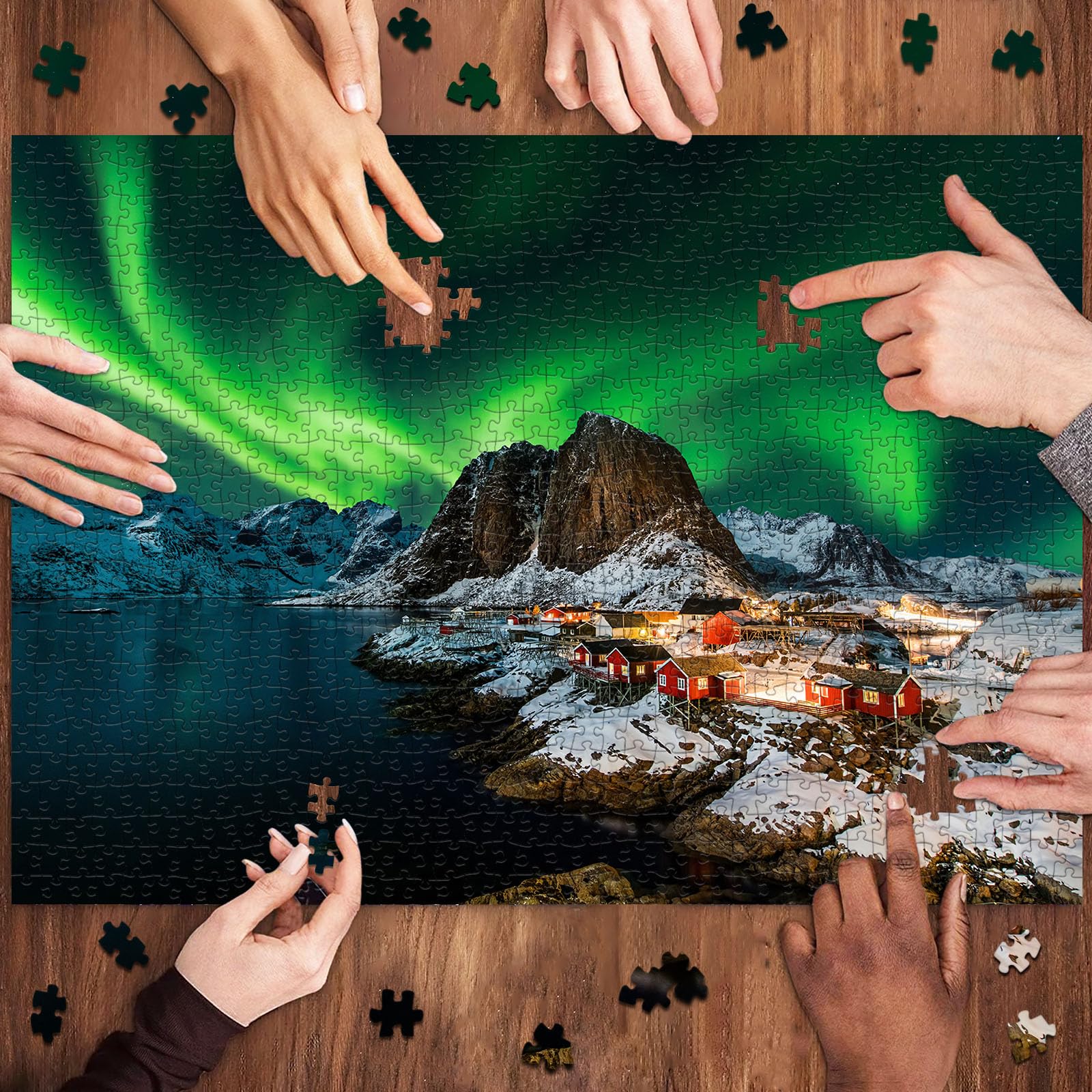 Puzzle 1000 Teile,Klassische Puzzles, Impossible Geschicklichkeitsspiel für die Ganze Familie, Farbenfrohes Legespiel - Norwegen Aurora Borealis, Home Dekoration - Image 3