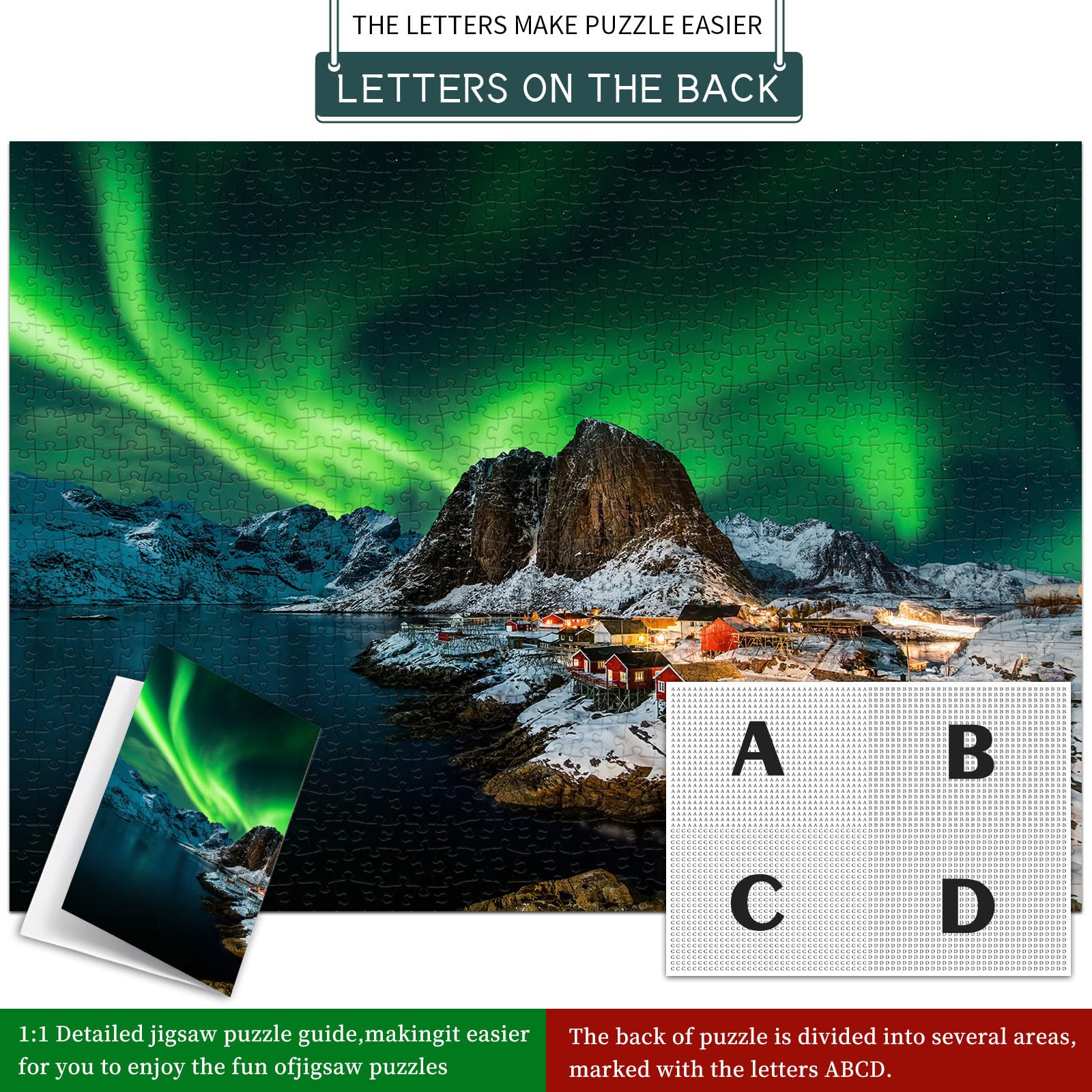 Puzzle 1000 Teile,Klassische Puzzles, Impossible Geschicklichkeitsspiel für die Ganze Familie, Farbenfrohes Legespiel - Norwegen Aurora Borealis, Home Dekoration - Image 5