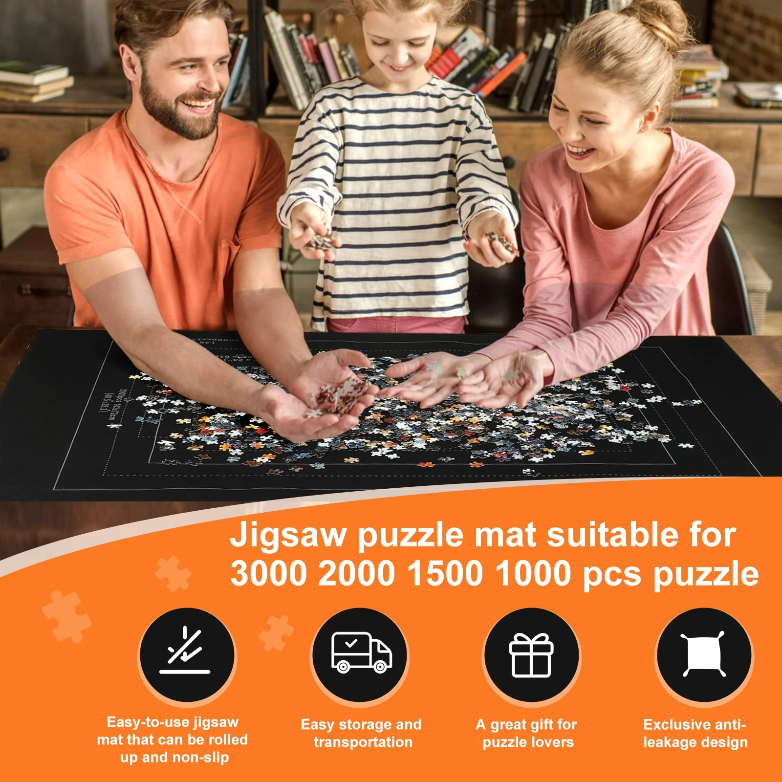 Puzzlematte Puzzlerolle, Puzzelmatten für Puzzle bis 3000 leicht zu lagern und zu transportieren, Schicke Puzzles-Geschenkbox,Riesenfilzmatte zur Aufbewahrung von Puzzles - Image 3
