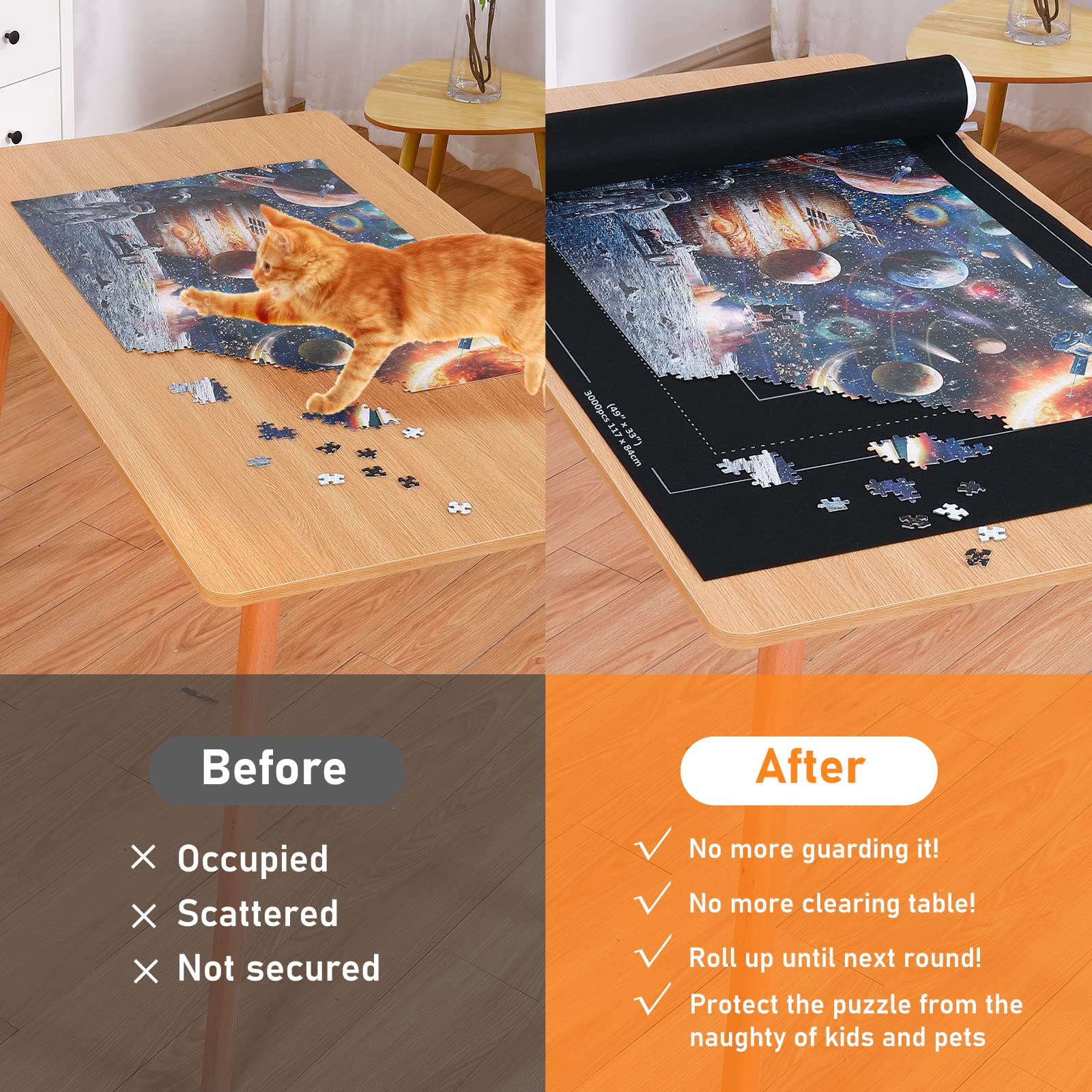 Puzzlematte Puzzlerolle, Puzzelmatten für Puzzle bis 3000 leicht zu lagern und zu transportieren, Schicke Puzzles-Geschenkbox,Riesenfilzmatte zur Aufbewahrung von Puzzles - Image 4
