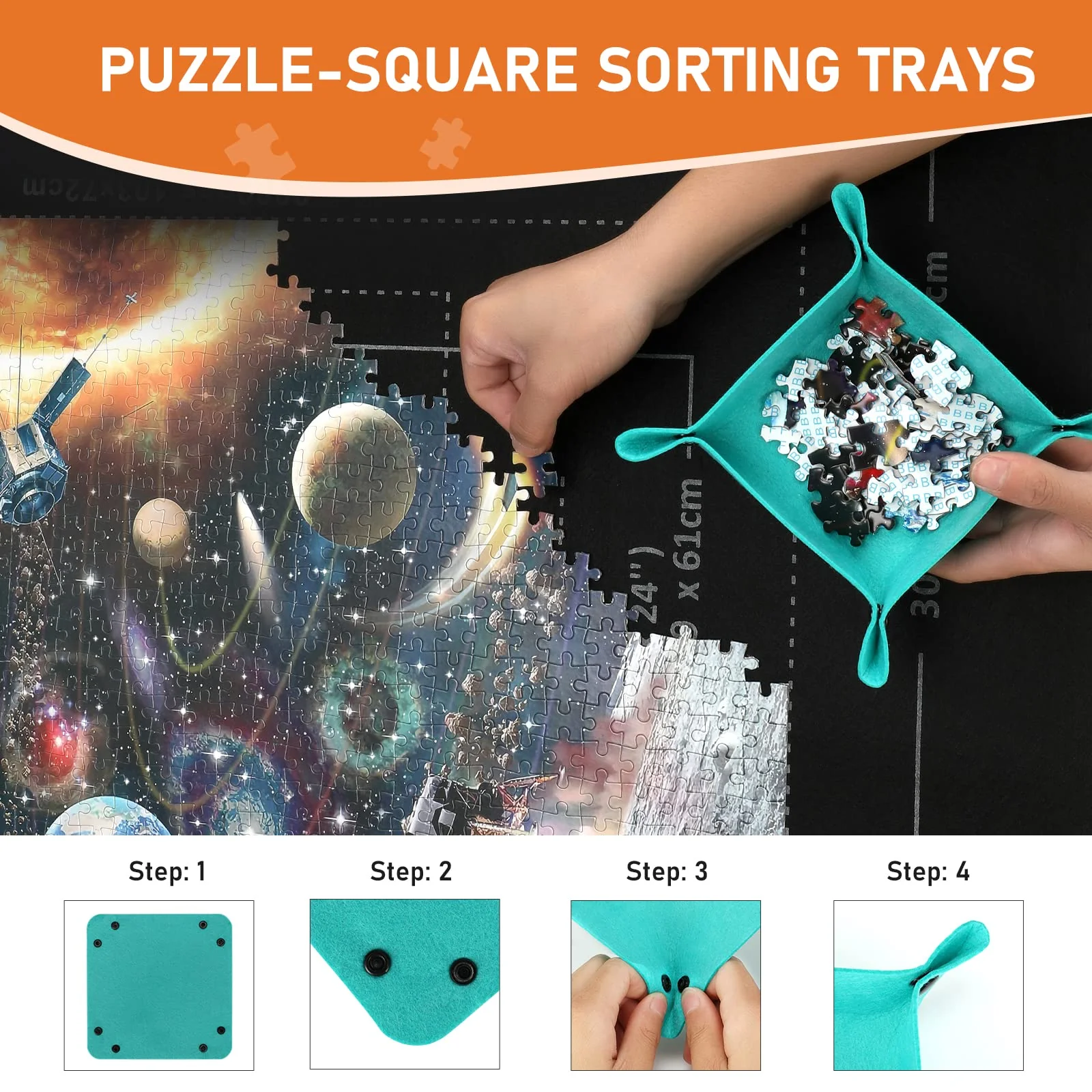 Puzzlematte Puzzlerolle, Puzzelmatten für Puzzle bis 3000 leicht zu lagern und zu transportieren, Schicke Puzzles-Geschenkbox,Riesenfilzmatte zur Aufbewahrung von Puzzles - Image 5