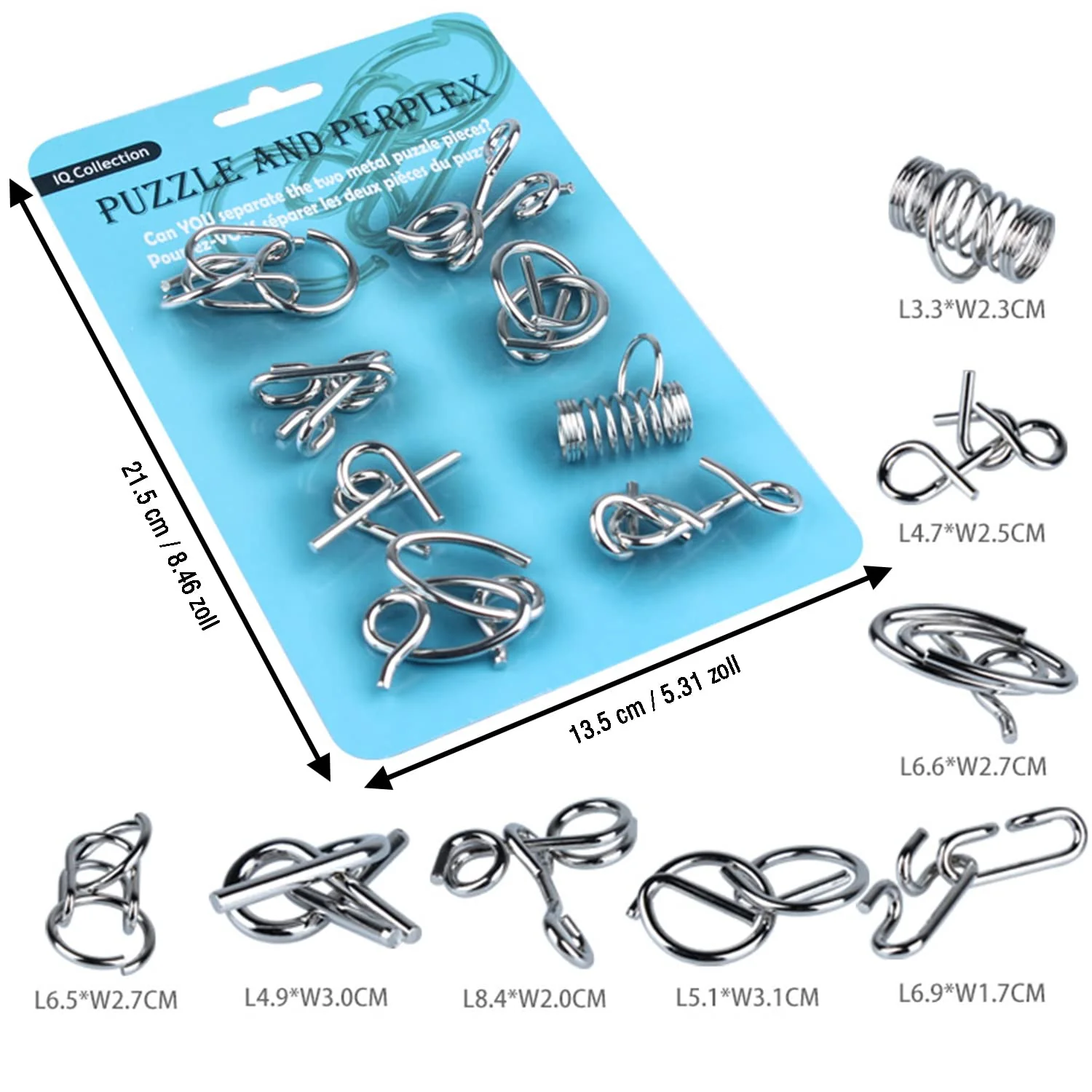 Qanmua 16 Stück Knobelspiele Set, 3D Brainteaser Metall Puzzle IQ Spiele Set Geduldspiele für Kinder und Erwachsene - Image 4