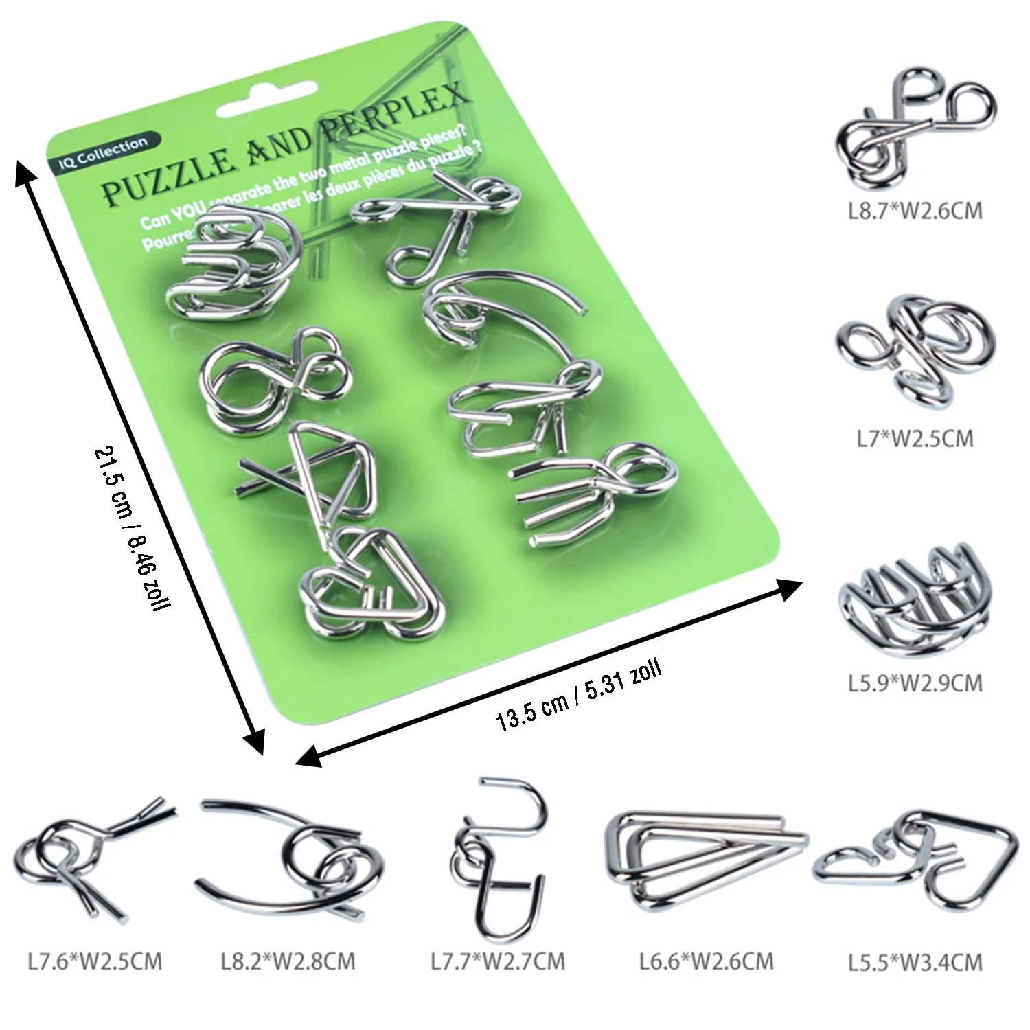 Qanmua 16 Stück Knobelspiele Set, 3D Brainteaser Metall Puzzle IQ Spiele Set Geduldspiele für Kinder und Erwachsene - Image 5