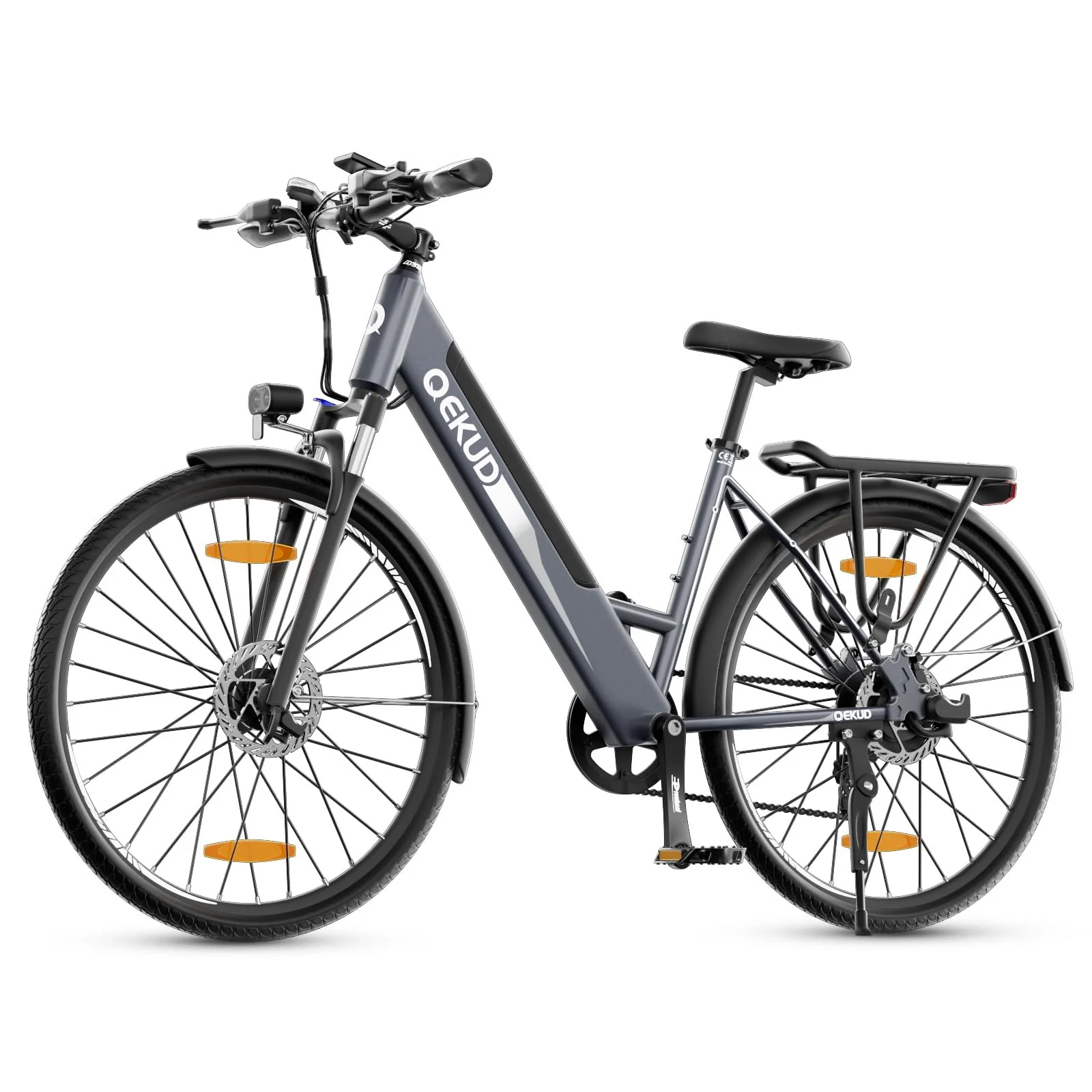 Qekud 26M208 E-Bike, 26" Elektrofahrrad, mit 36V 12.5Ah Li-Ion Akku, 250W Motor, Reichweite bis zu 100KM im Hybrid Modus, Grau