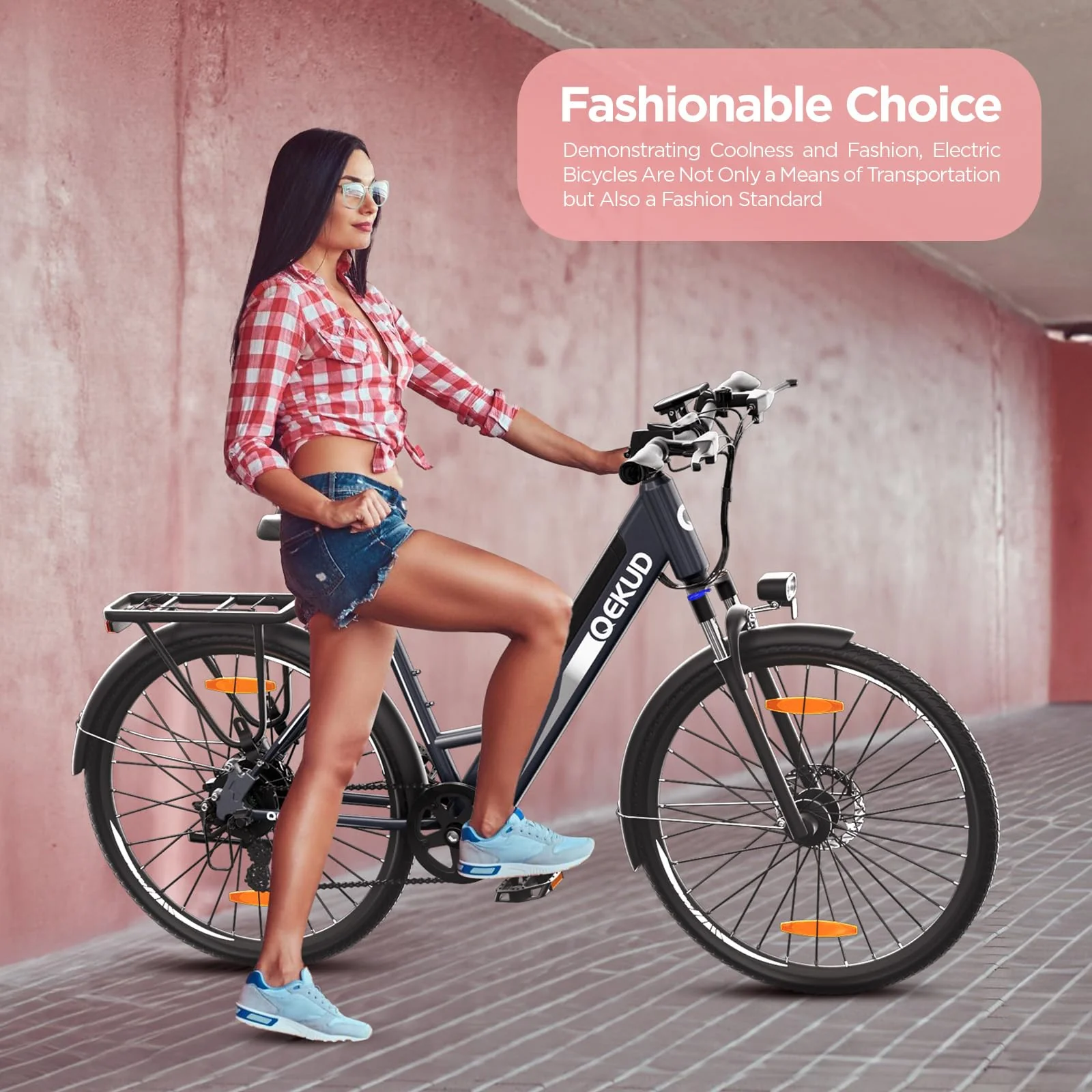 Qekud 26M208 E-Bike, 26" Elektrofahrrad, mit 36V 12.5Ah Li-Ion Akku, 250W Motor, Reichweite bis zu 100KM im Hybrid Modus, Grau - Image 2