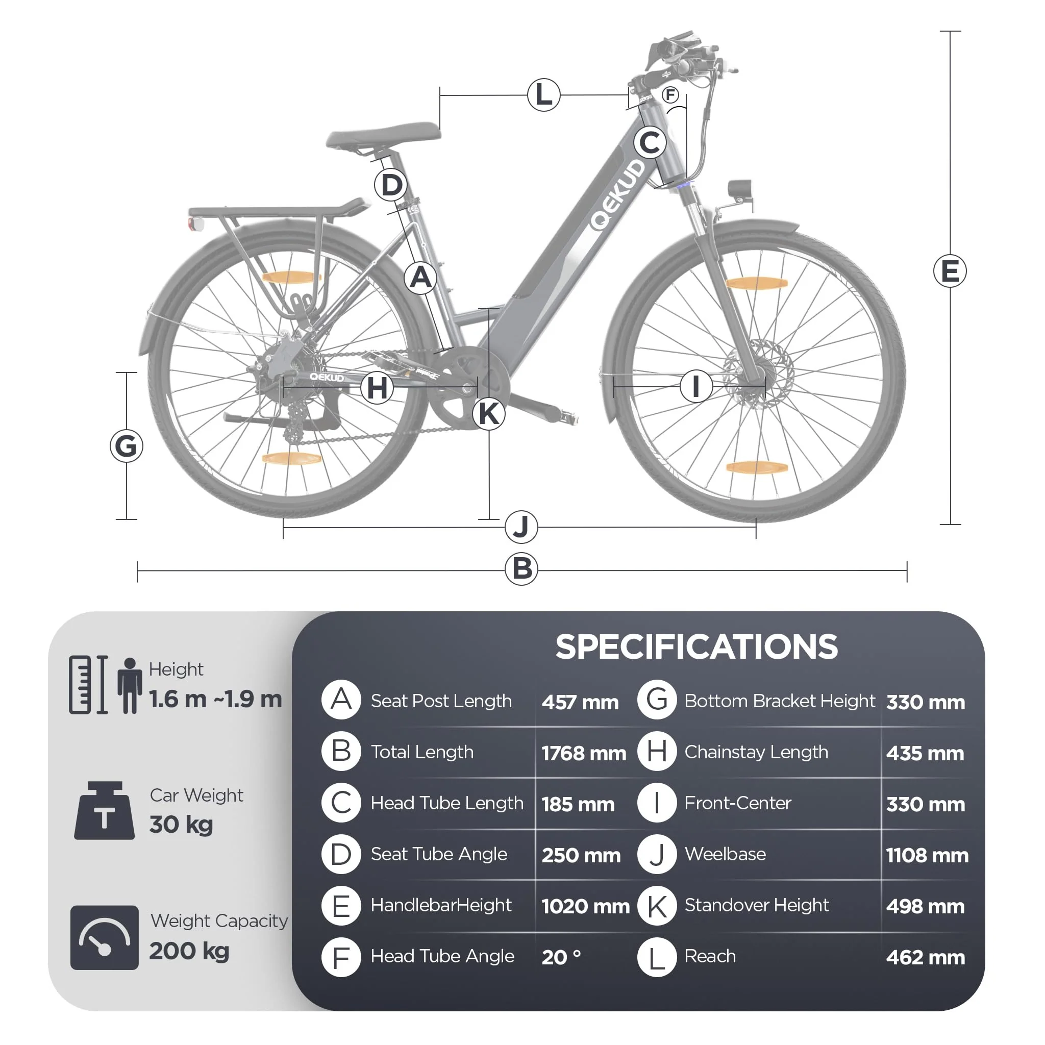 Qekud 26M208 E-Bike, 26" Elektrofahrrad, mit 36V 12.5Ah Li-Ion Akku, 250W Motor, Reichweite bis zu 100KM im Hybrid Modus, Grau - Image 5