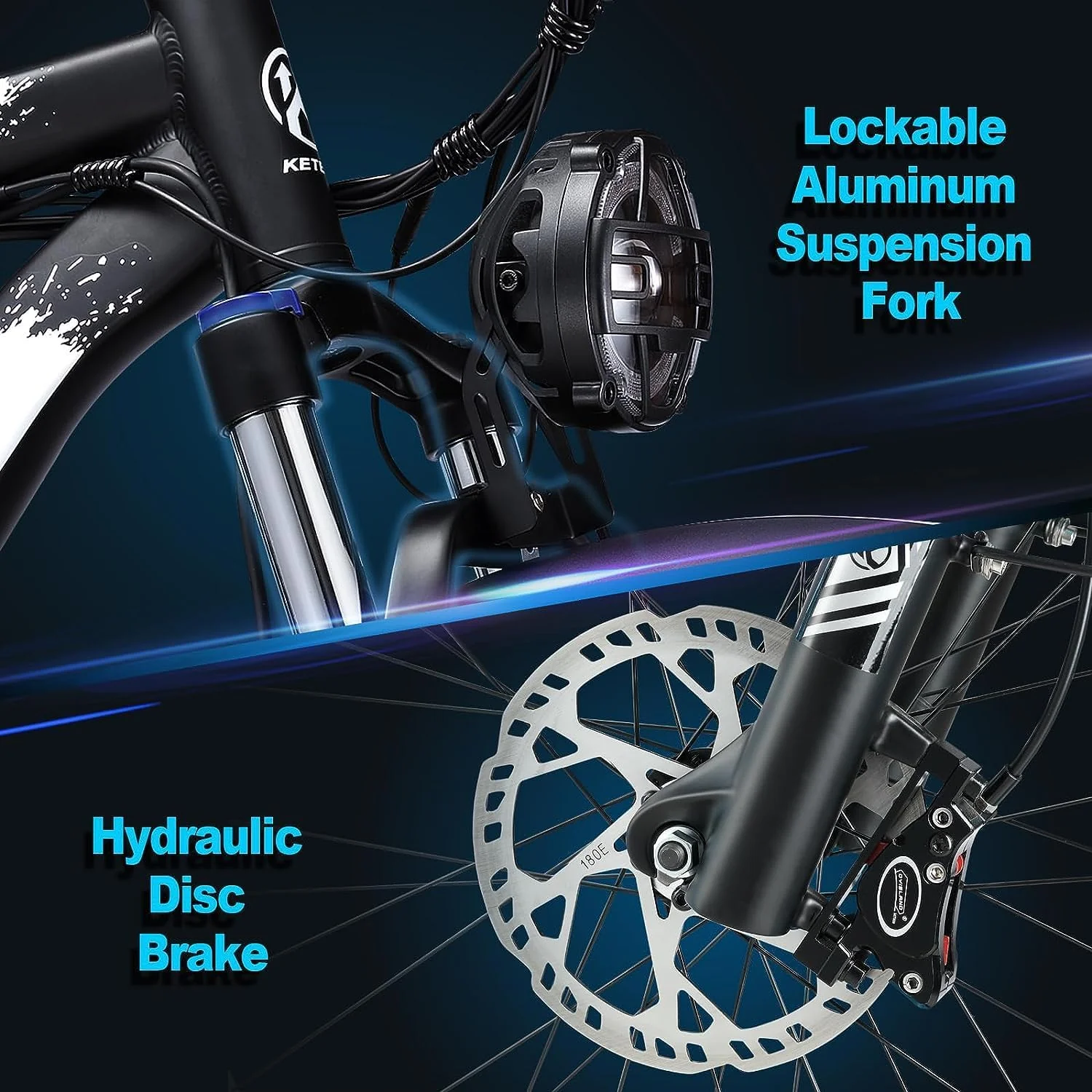 QIKAITU E Bike, 23A/1104Wh Akku Elektrofahrrad Ebike mit Telefonhalter, E Fatbike mit 26" x 4.0 Tire, 250W E-Bike 90KM Range 21-Gang Hydraulische Scheibenbremsen LCD-Anzeige (Weiß) - Image 4