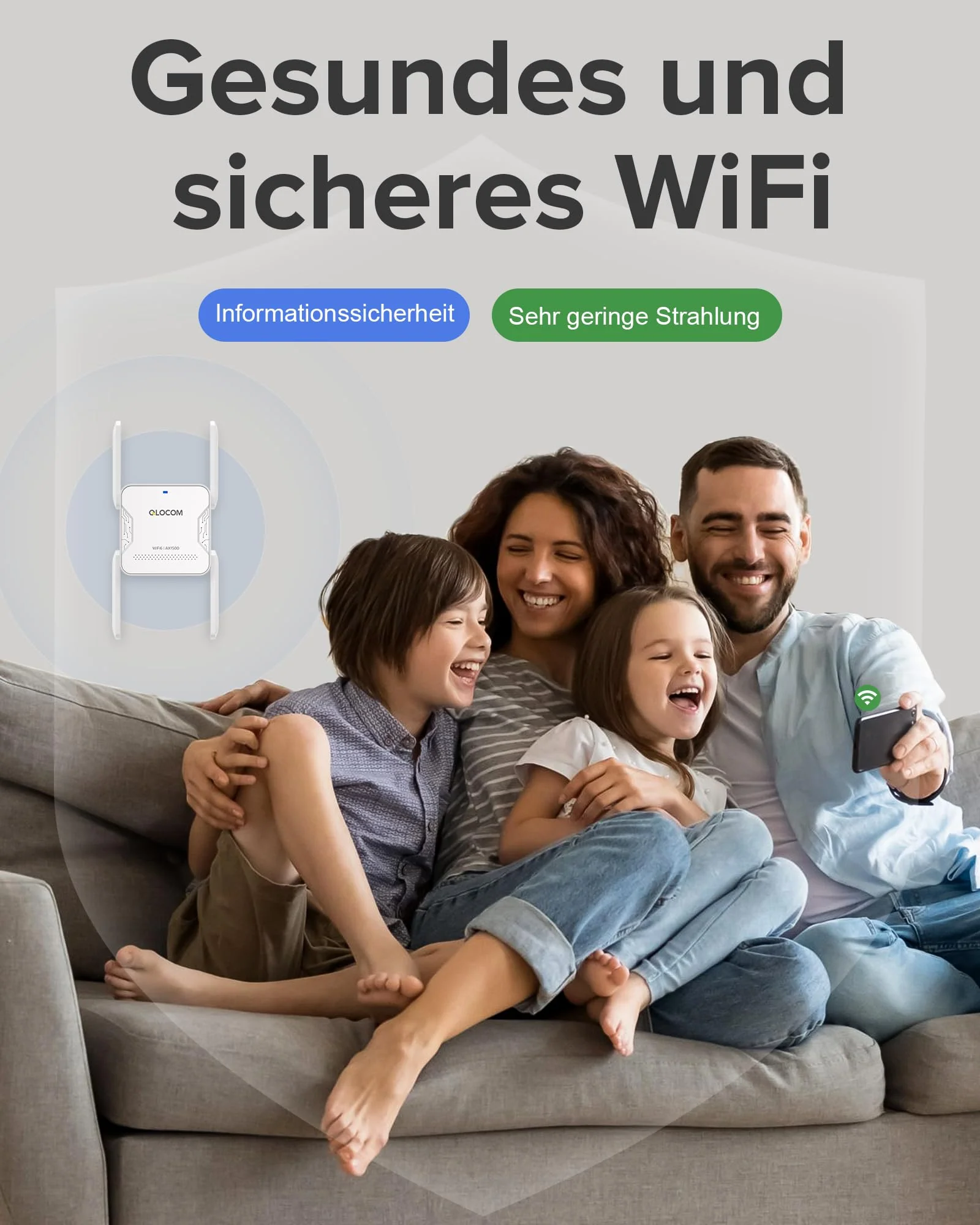 QLOCOM 2025 Neuestes WiFi 6 WLAN Verstärker Repeater AX1500Mbit/s, WiFi Repeater Dualband 5GHz/2.4GHz mit Ethernet Port, Internet Booster Kompatibel Allen WLAN Geräten - Image 6